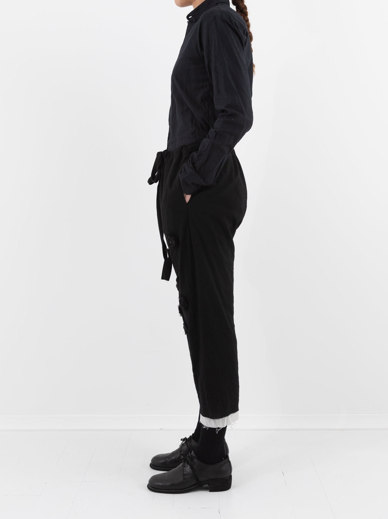 Elena Dawson Drawstring Pant with Rosebuds, Black - ELENA DAWSON at Worthwhile - shop PANT