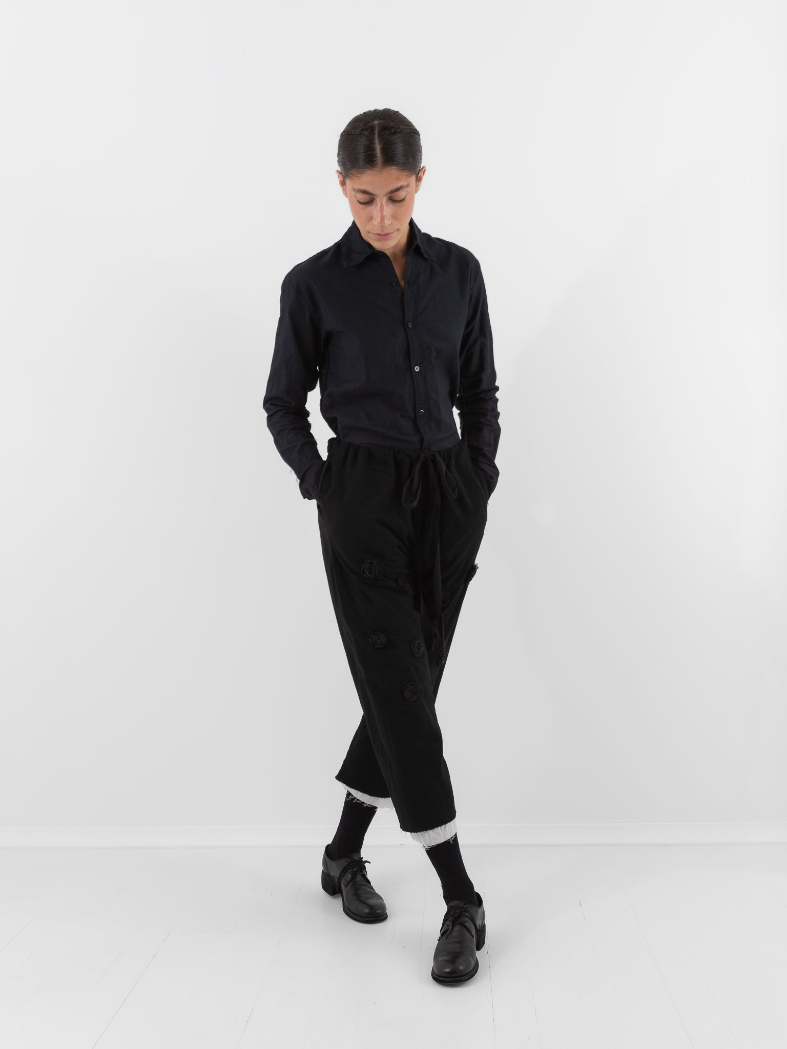 Elena Dawson Drawstring Pant with Rosebuds, Black - ELENA DAWSON at Worthwhile - shop PANT