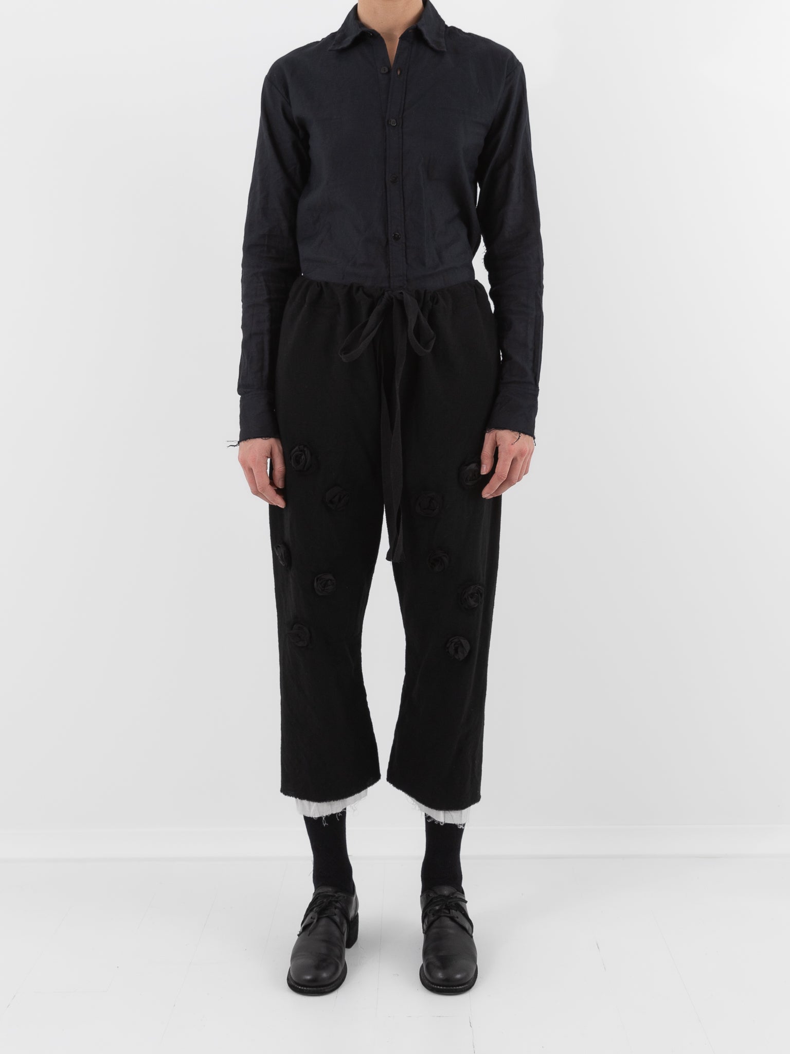 Elena Dawson Drawstring Pant with Rosebuds, Black - ELENA DAWSON at Worthwhile - shop PANT