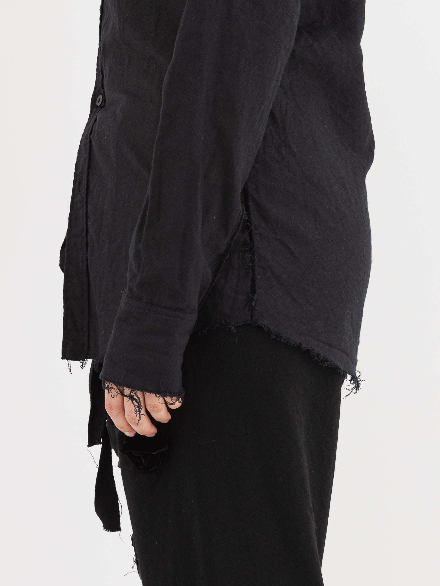 Elena Dawson No Collar Shirt in Black - ELENA DAWSON at Worthwhile - shop TOP