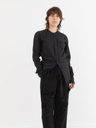 Elena Dawson No Collar Shirt in Black - ELENA DAWSON at Worthwhile - shop TOP