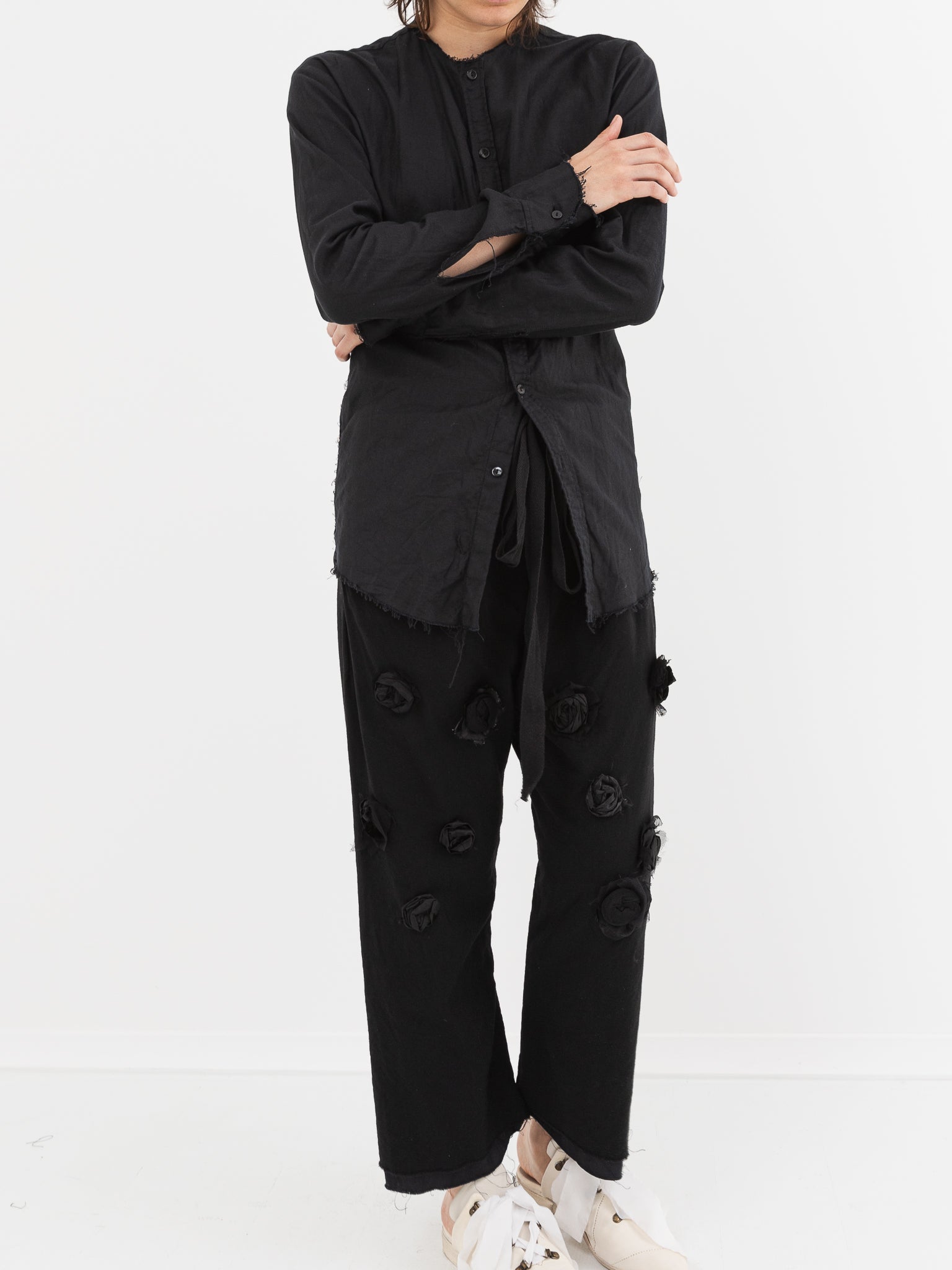 Elena Dawson No Collar Shirt in Black - ELENA DAWSON at Worthwhile - shop TOP