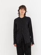 Elena Dawson No Collar Shirt in Black - ELENA DAWSON at Worthwhile - shop TOP