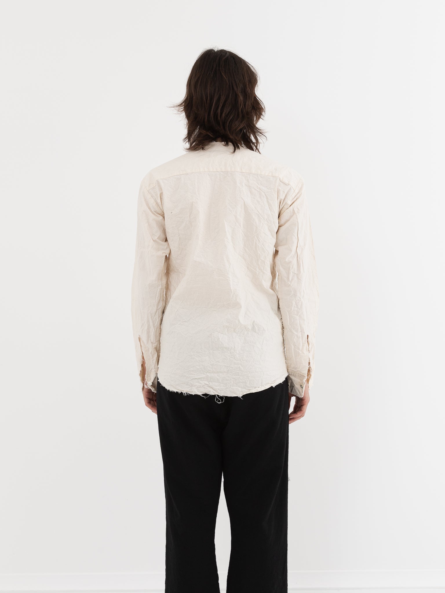 Elena Dawson No Collar Shirt in Cream - ELENA DAWSON at Worthwhile - shop TOP