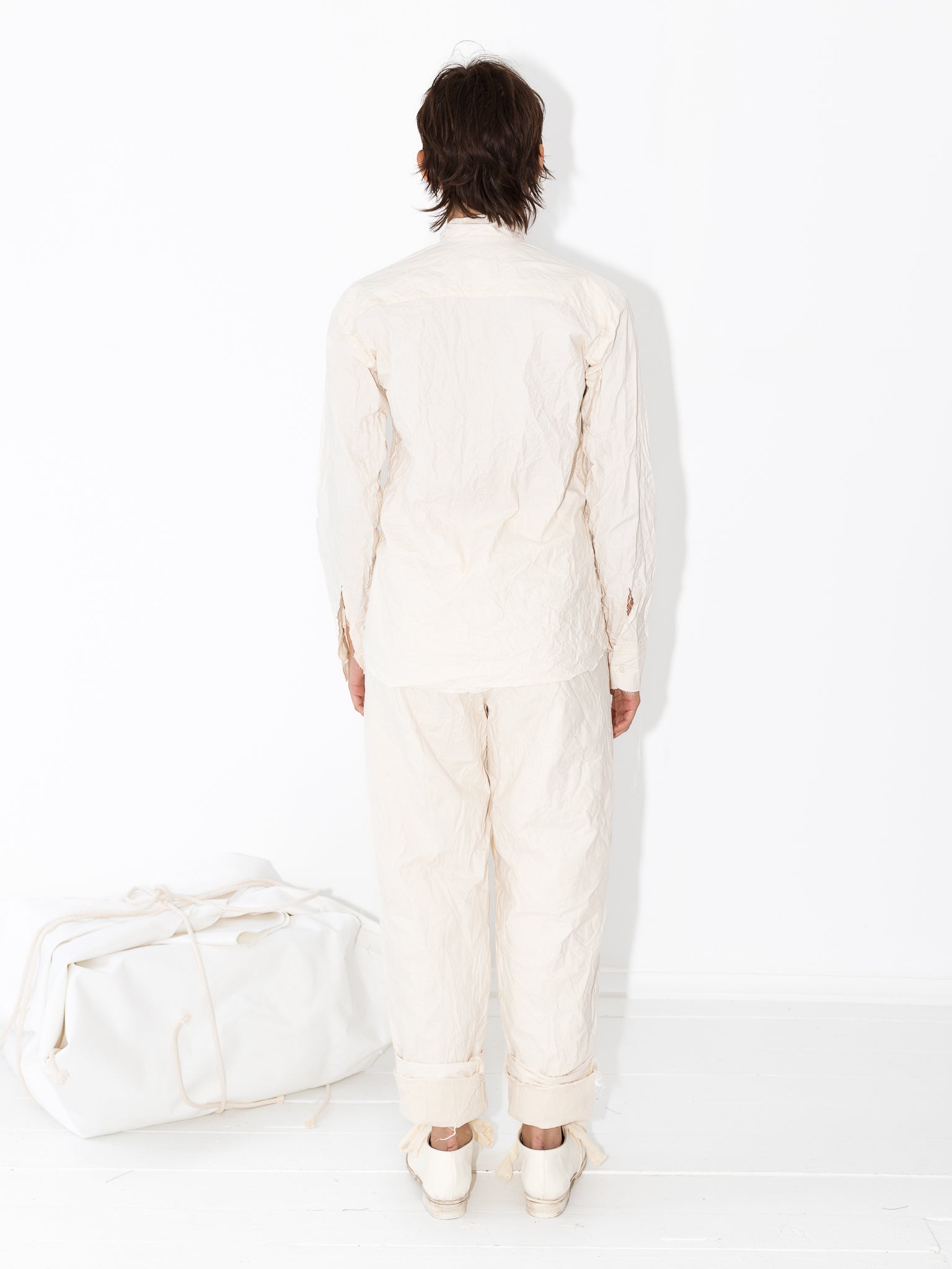 Elena Dawson Peak Collar Shirt, Cream Cotton Cambric - ELENA DAWSON at Worthwhile - shop TOP