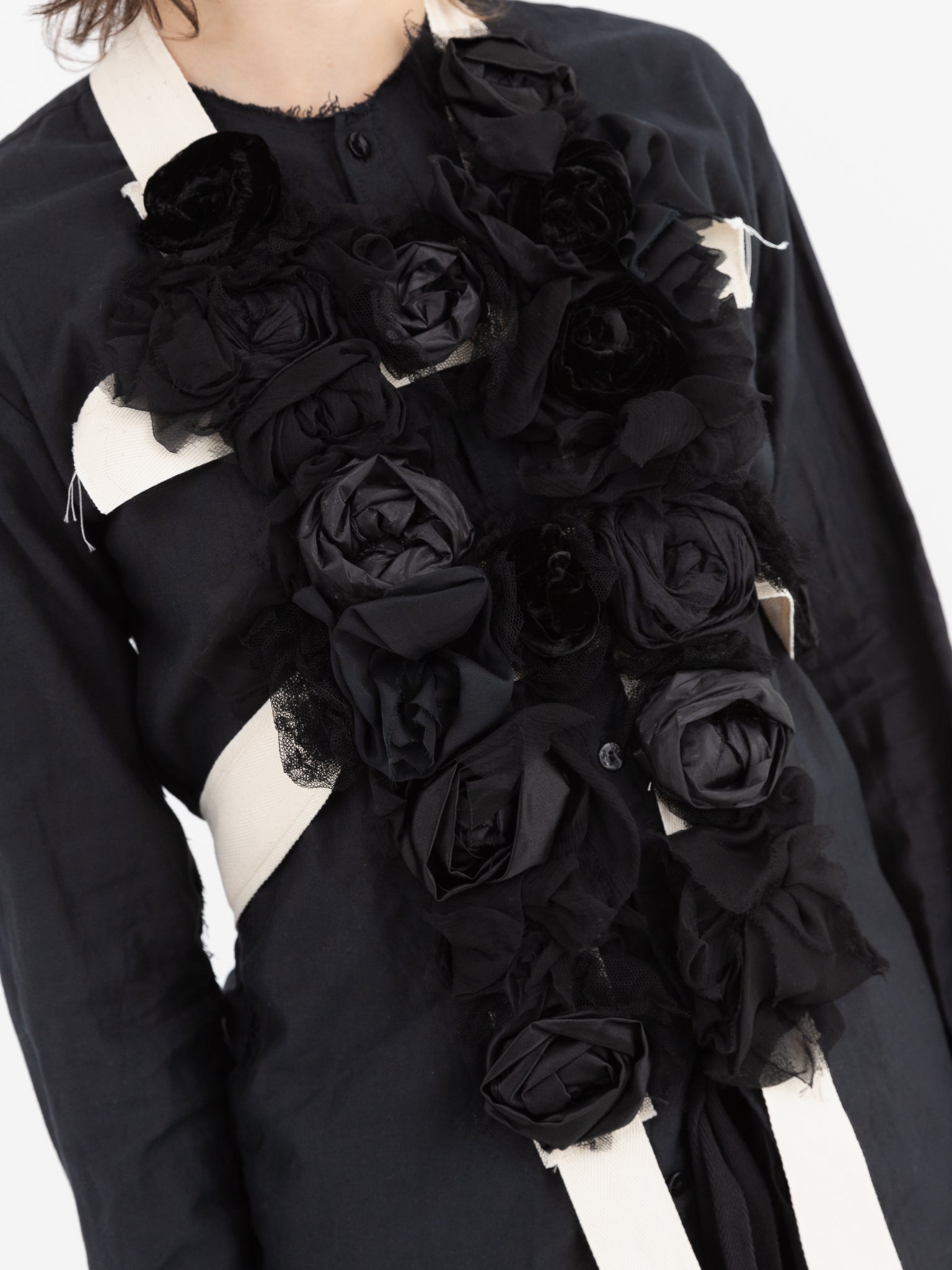 Elena Dawson Rosebud Harness in Cream with Black Roses - ELENA DAWSON at Worthwhile - shop SCARF