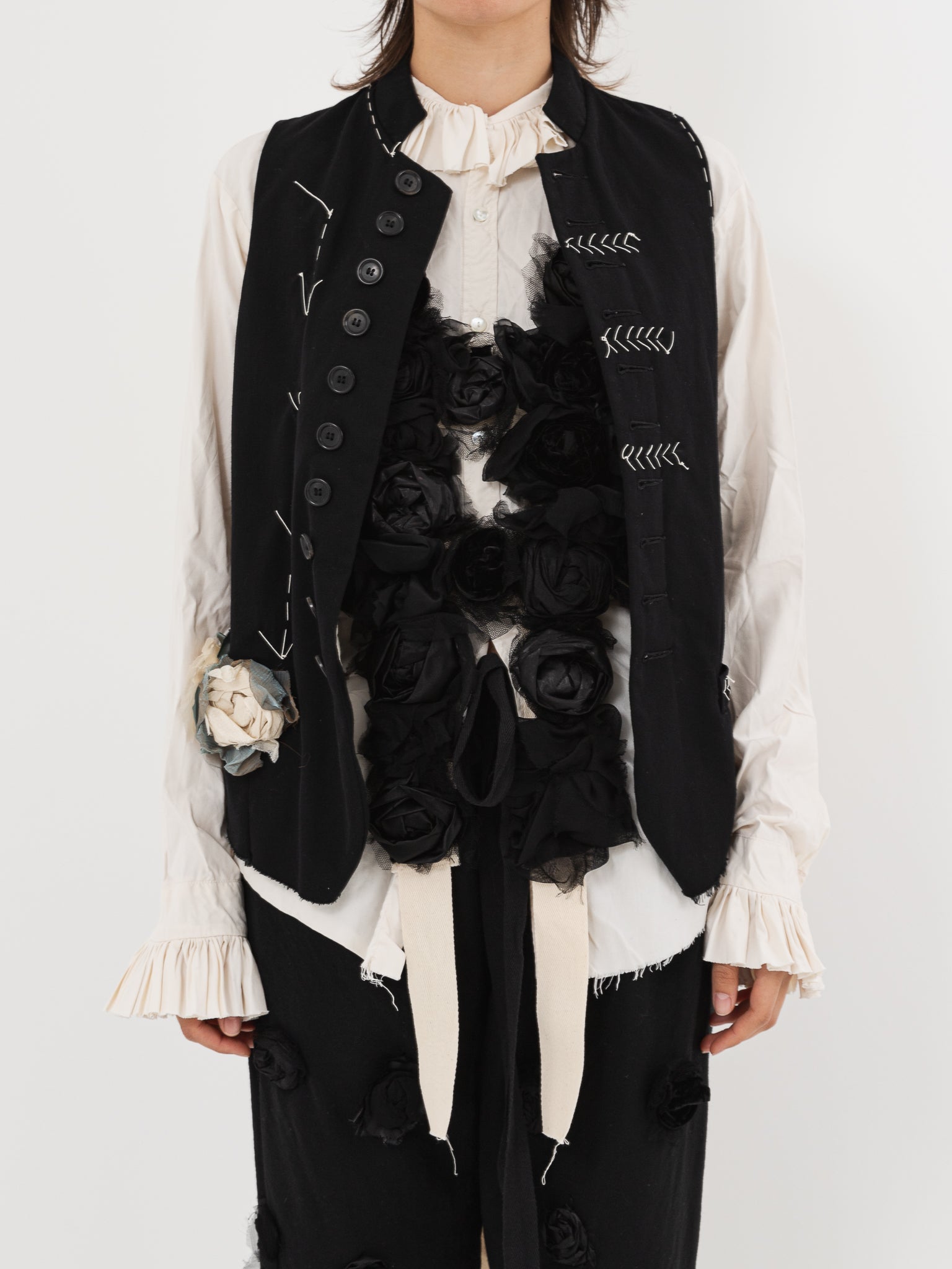 Elena Dawson Rosebud Harness in Cream with Black Roses - ELENA DAWSON at Worthwhile - shop SCARF