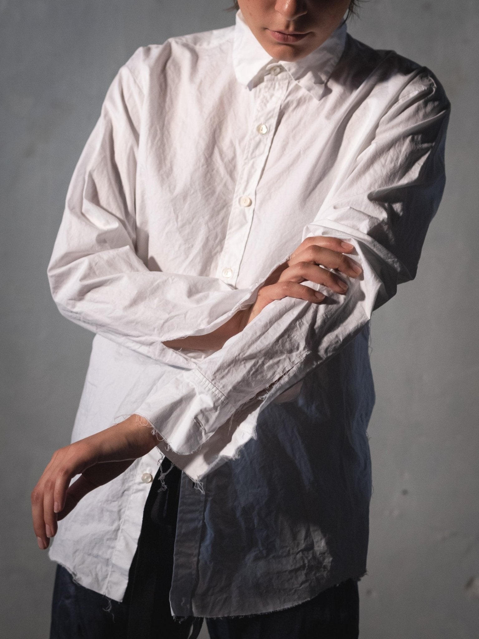 Elena Dawson Shirt, White Cotton Cambric - ELENA DAWSON at Worthwhile - shop TOP