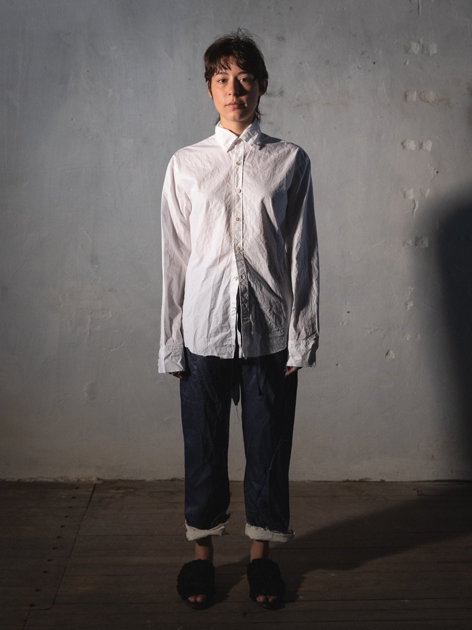 Elena Dawson Shirt, White Cotton Cambric - ELENA DAWSON at Worthwhile - shop TOP