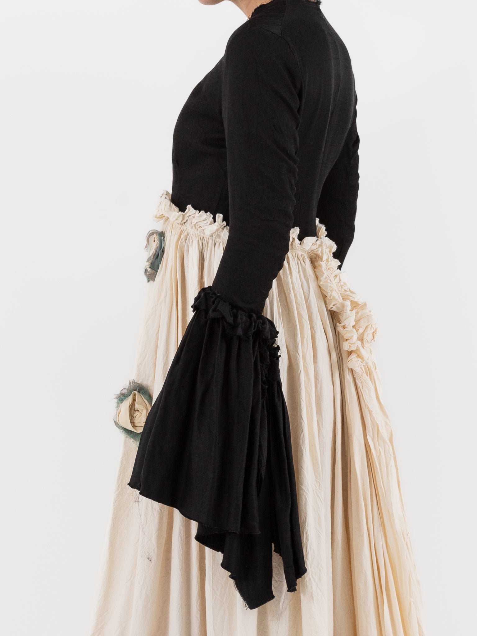 Elena Dawson Chateau Dress in Black Caviar with Cream Cotton Cambric - ELENA DAWSON at Worthwhile - shop DRESS