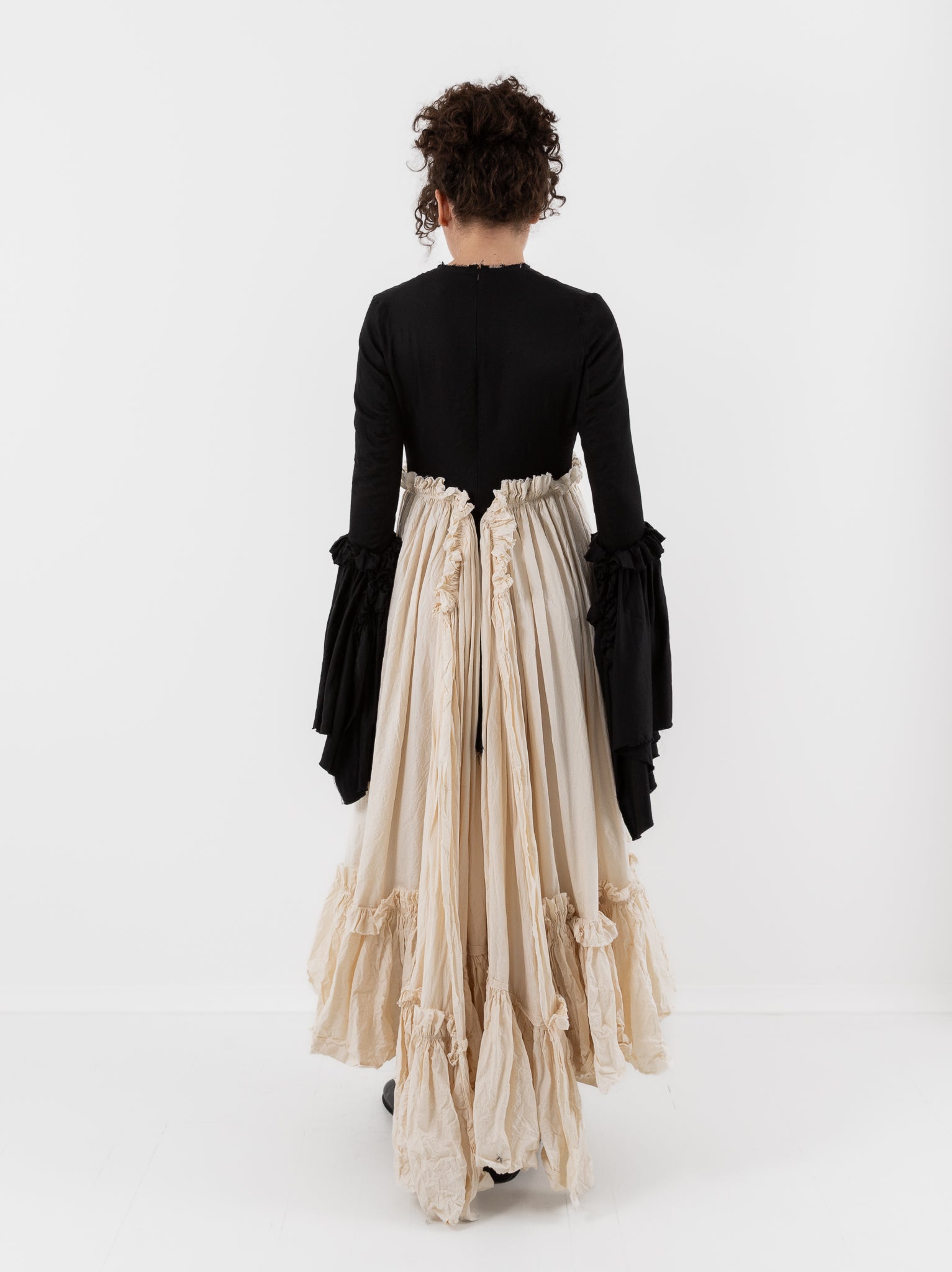 Elena Dawson Chateau Dress in Black Caviar with Cream Cotton Cambric - ELENA DAWSON at Worthwhile - shop DRESS