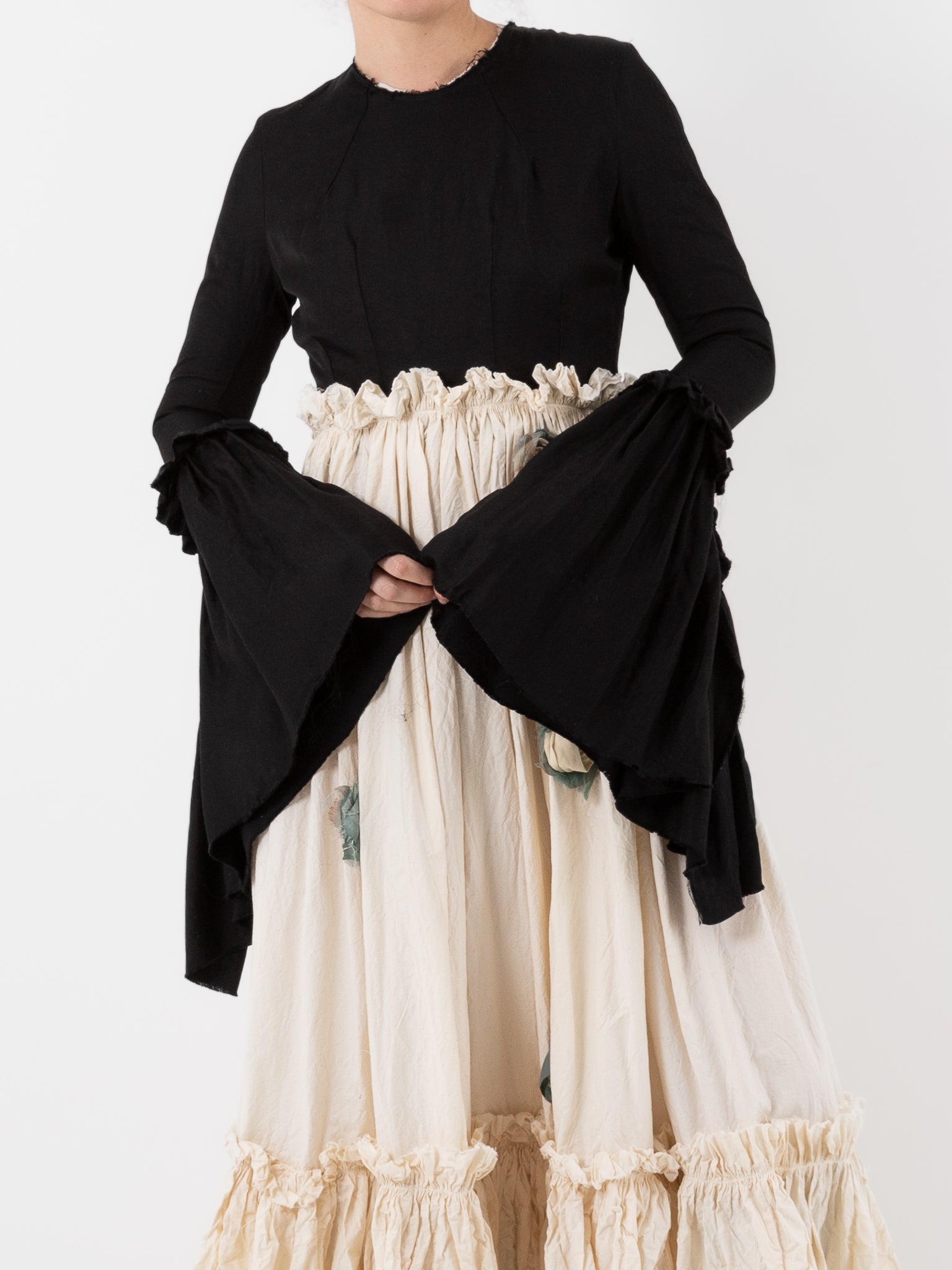 Elena Dawson Chateau Dress in Black Caviar with Cream Cotton Cambric - ELENA DAWSON at Worthwhile - shop DRESS