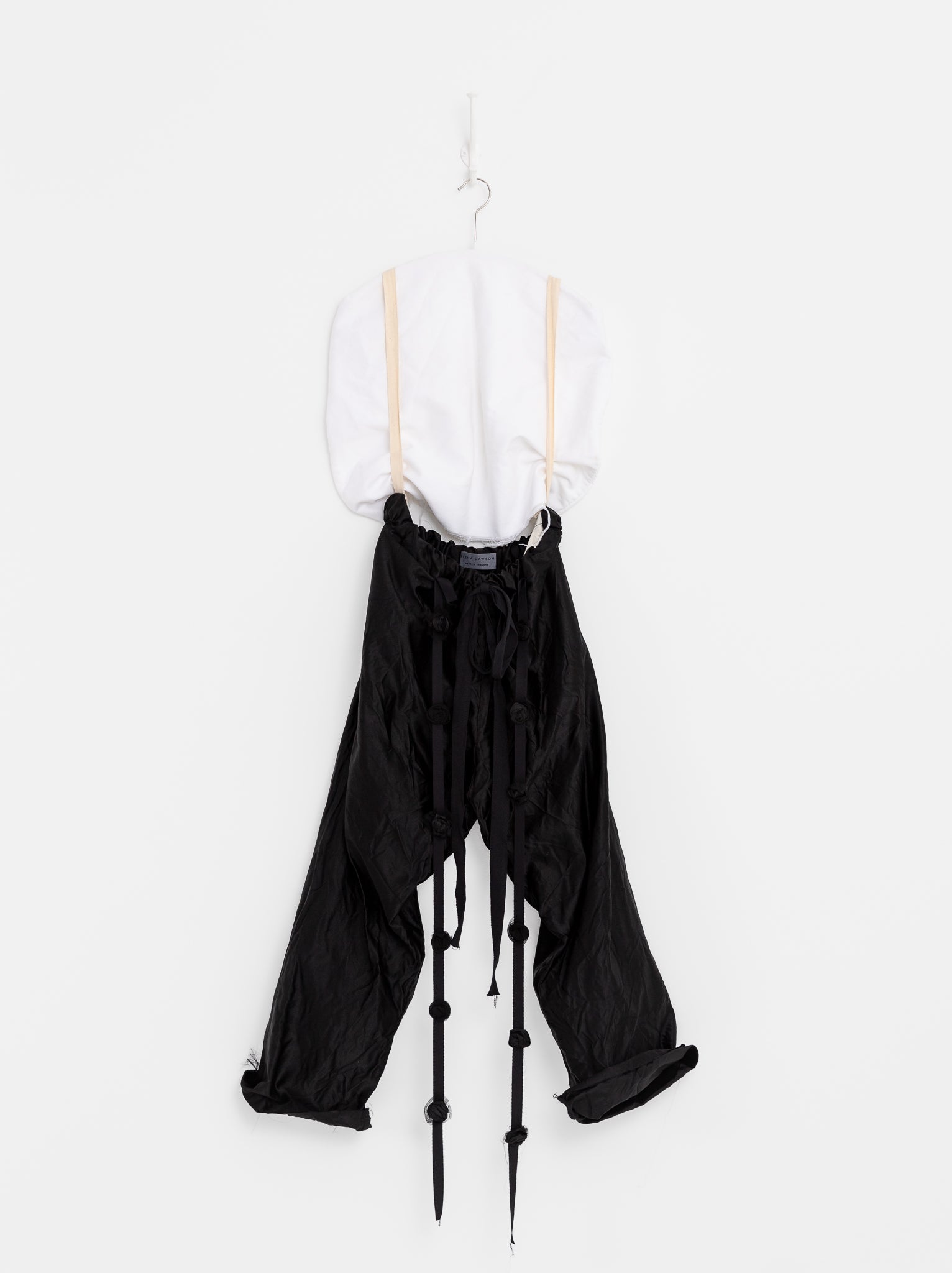 Elena Dawson Drawstring Trouser with Rosebud Ties, Black - ELENA DAWSON at Worthwhile - shop PANT
