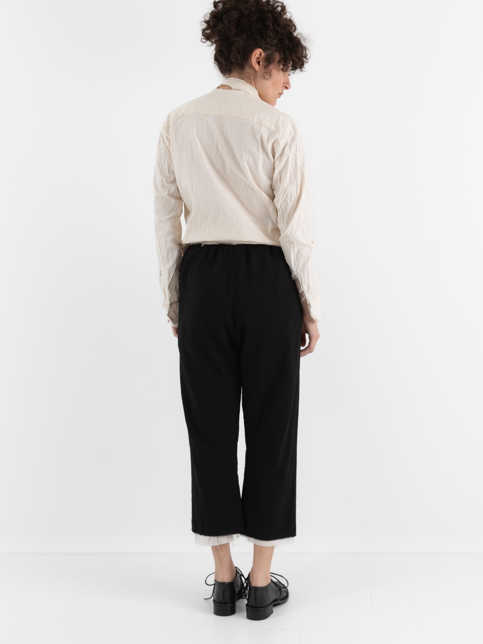 Elena Dawson Drawstring Trouser with Rosebuds, Black - ELENA DAWSON at Worthwhile - shop PANT