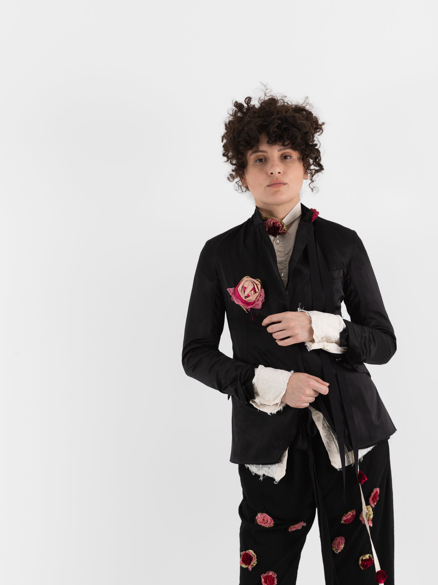 Elena Dawson 1X Hacking Jacket with Flowers, Black - ELENA DAWSON at Worthwhile - shop JACKET