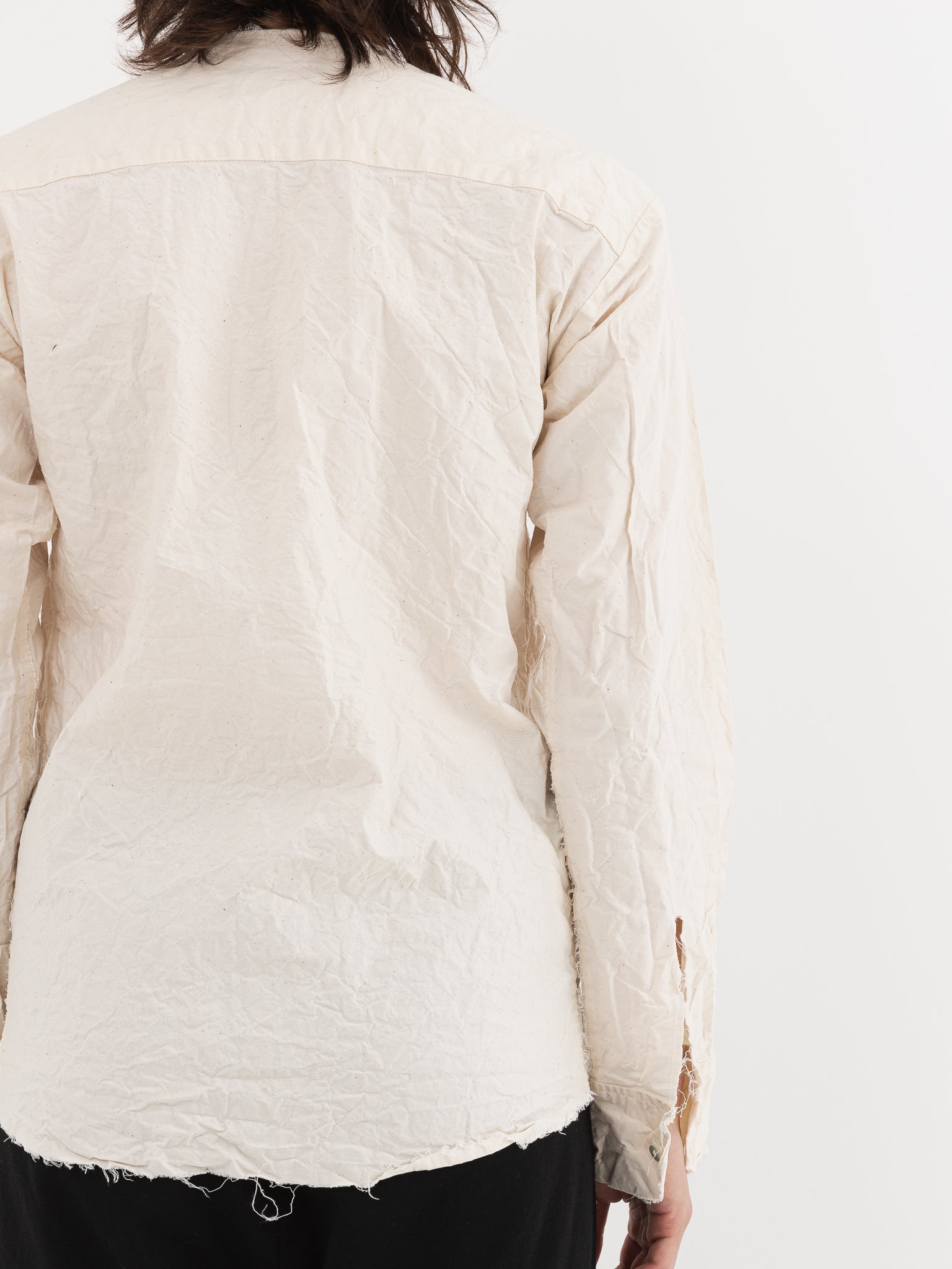 Elena Dawson No Collar Shirt in Cream - Worthwhile, Inc.