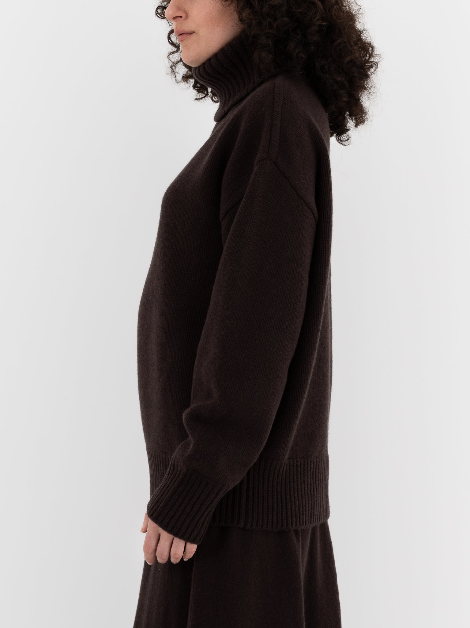 Extreme Cashmere n°20 Oversize Xtra Turtleneck in Dark Brown - EXTREME CASHMERE at Worthwhile - shop SWEATER