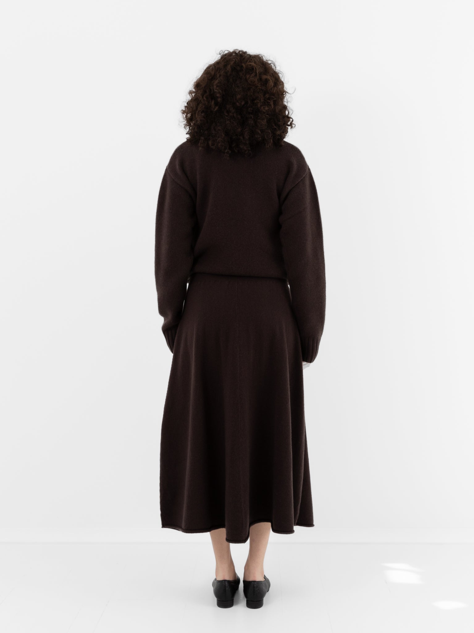 Extreme Cashmere n°388 Ease Skirt in Dark Brown - EXTREME CASHMERE at Worthwhile - shop SKIRT