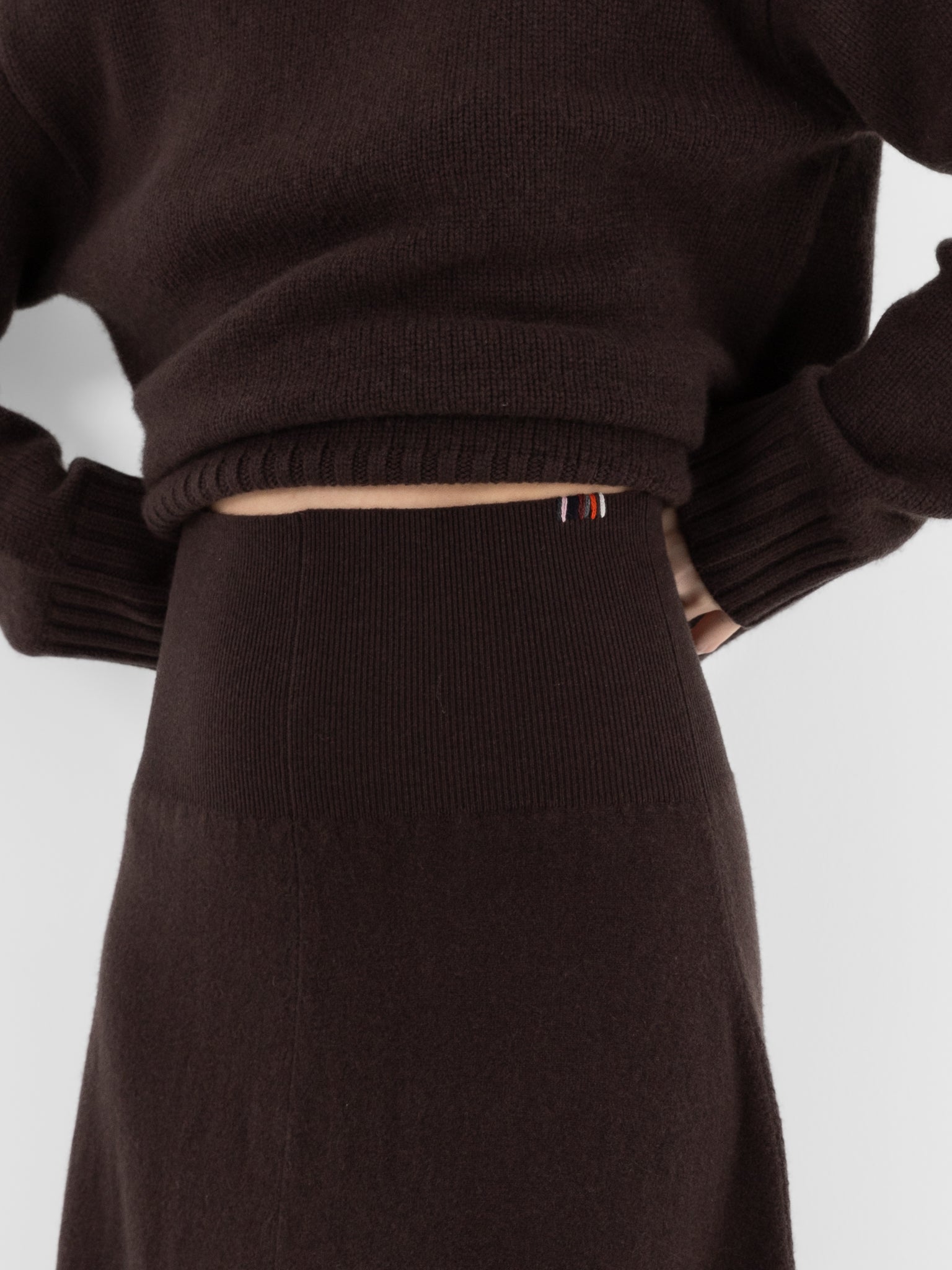 Extreme Cashmere n°388 Ease Skirt in Dark Brown - EXTREME CASHMERE at Worthwhile - shop SKIRT