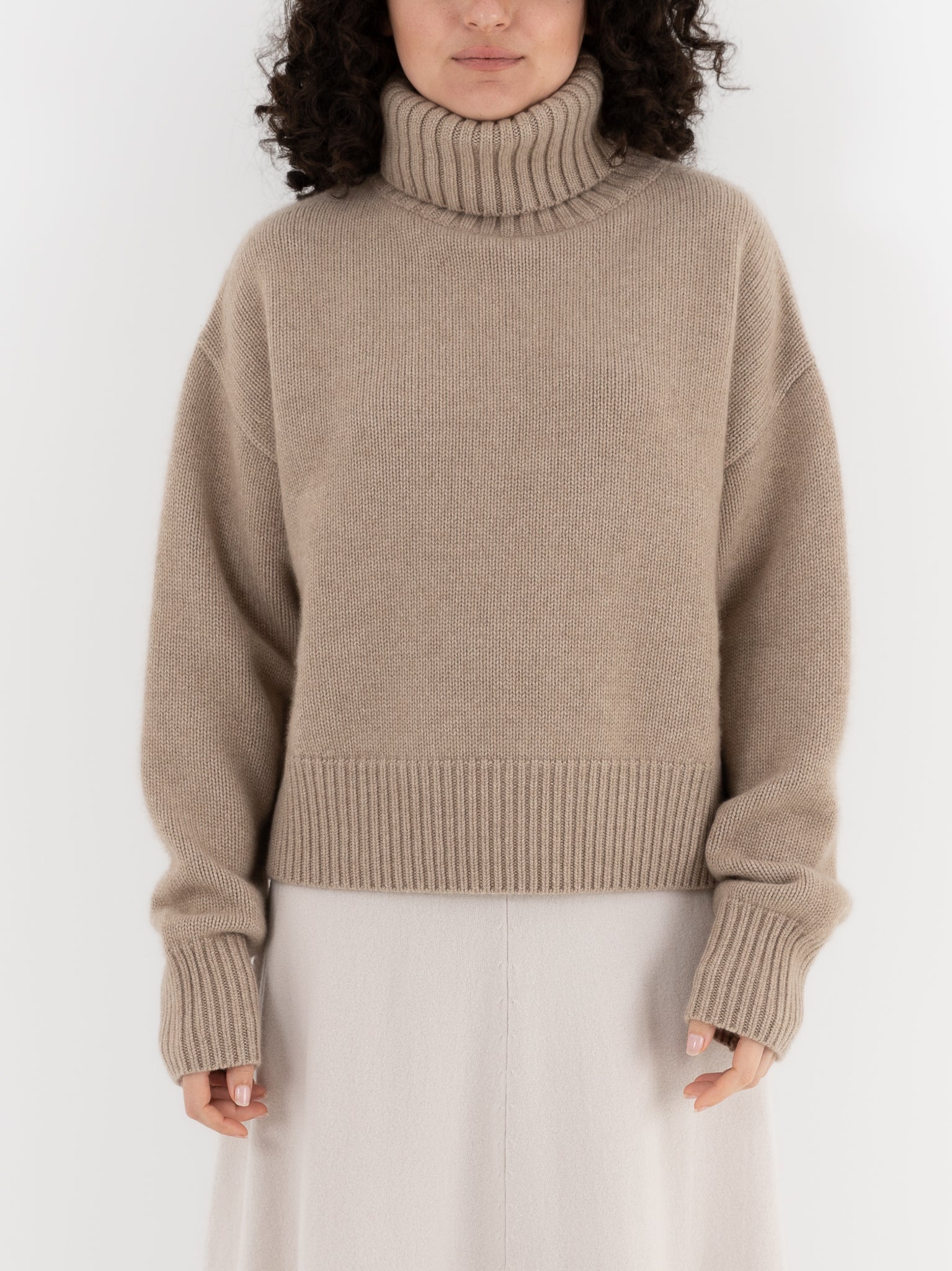 Extreme Cashmere n°434 Crop Xtra Turtleneck in Oat - EXTREME CASHMERE at Worthwhile - shop SWEATER