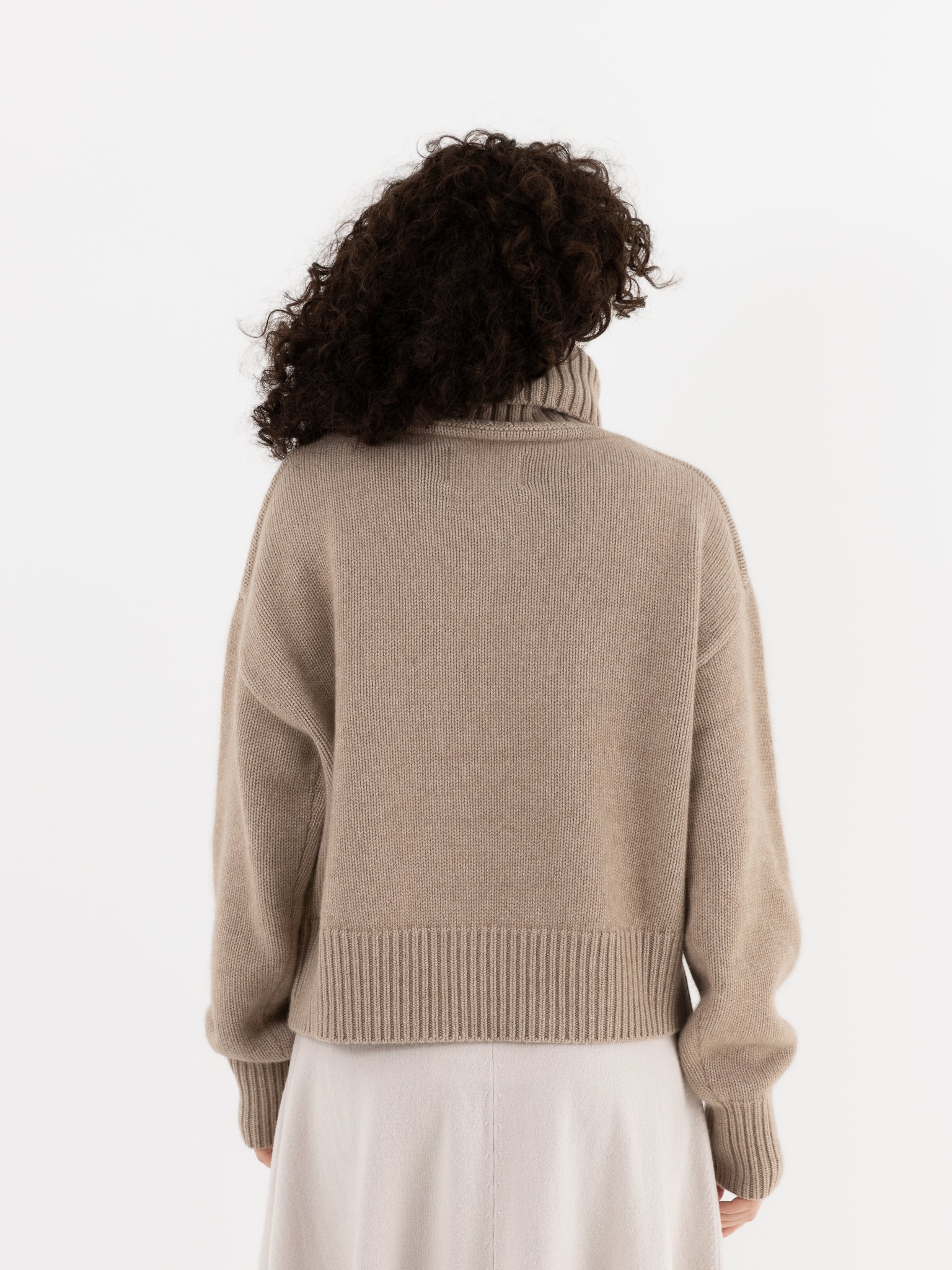 Extreme Cashmere n°434 Crop Xtra Turtleneck in Oat - EXTREME CASHMERE at Worthwhile - shop SWEATER