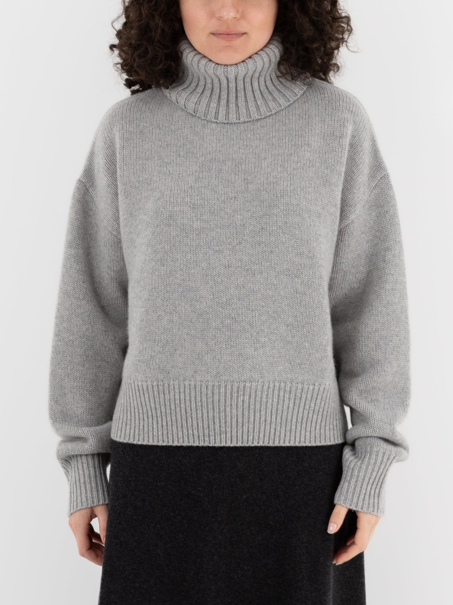 Extreme Cashmere n°434 Crop Xtra Turtleneck in Grey - EXTREME CASHMERE at Worthwhile - shop SWEATER