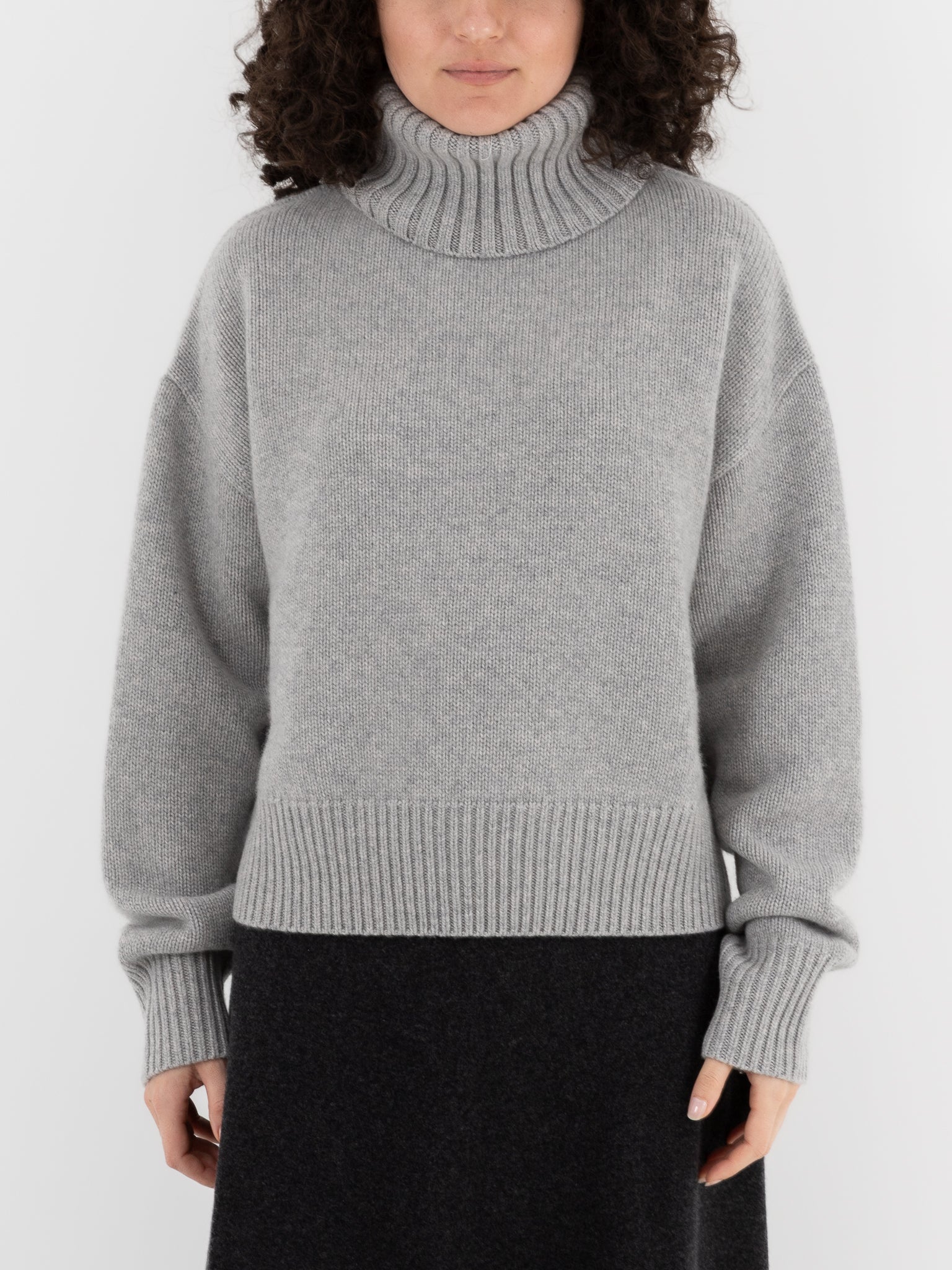 Extreme Cashmere n°434 Crop Xtra Turtleneck in Grey - EXTREME CASHMERE at Worthwhile - shop SWEATER