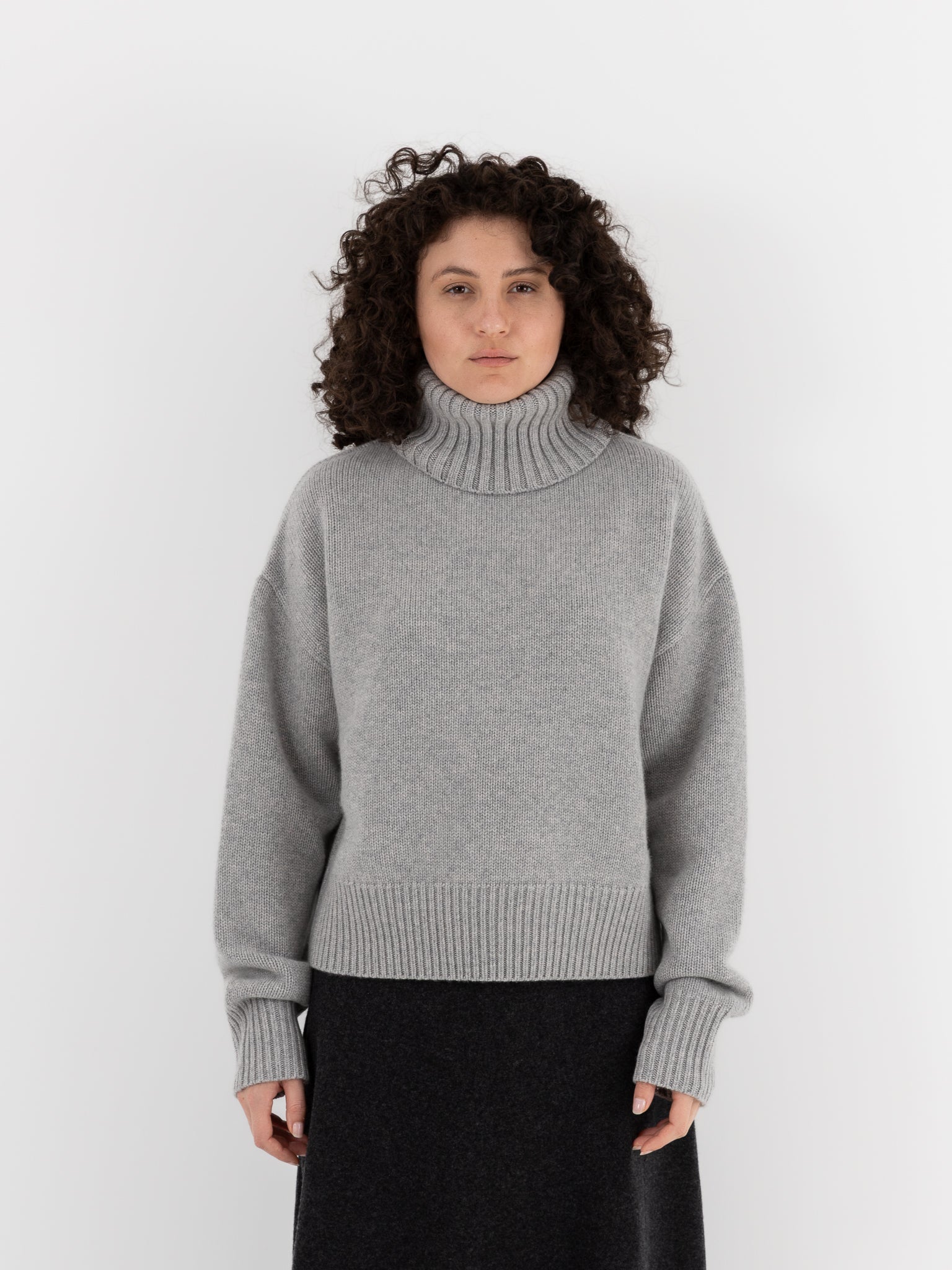 Extreme Cashmere n°434 Crop Xtra Turtleneck in Grey - EXTREME CASHMERE at Worthwhile - shop SWEATER