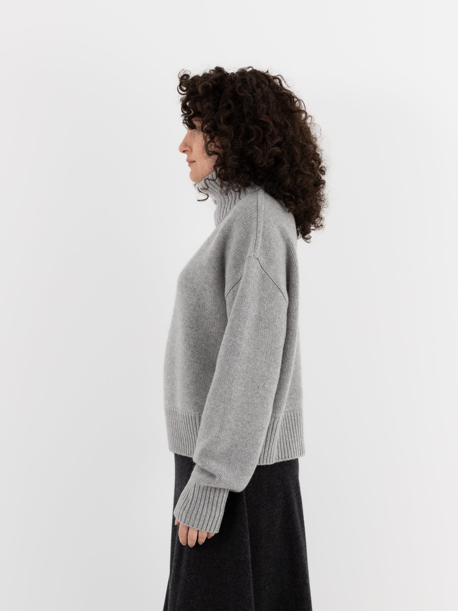Extreme Cashmere n°434 Crop Xtra Turtleneck in Grey - EXTREME CASHMERE at Worthwhile - shop SWEATER