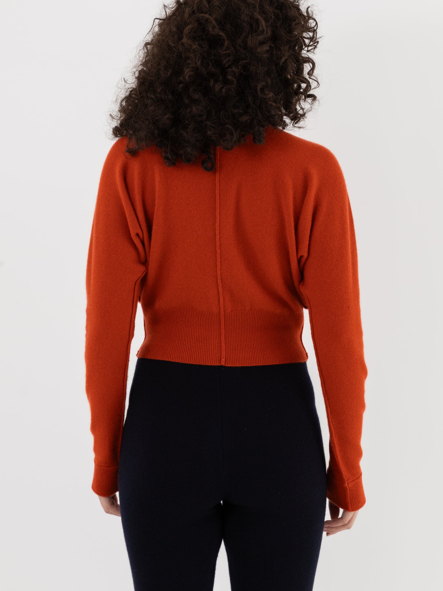 Extreme Cashmere n°257 Blouson Crop Cardigan in Dark Orange - EXTREME CASHMERE at Worthwhile - shop CARDIGAN