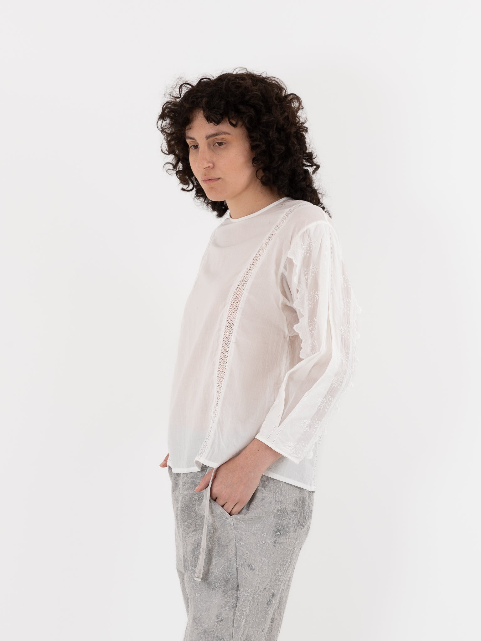 GASA Box Sleeves Blouse in Off White - GASA at Worthwhile - shop TOP