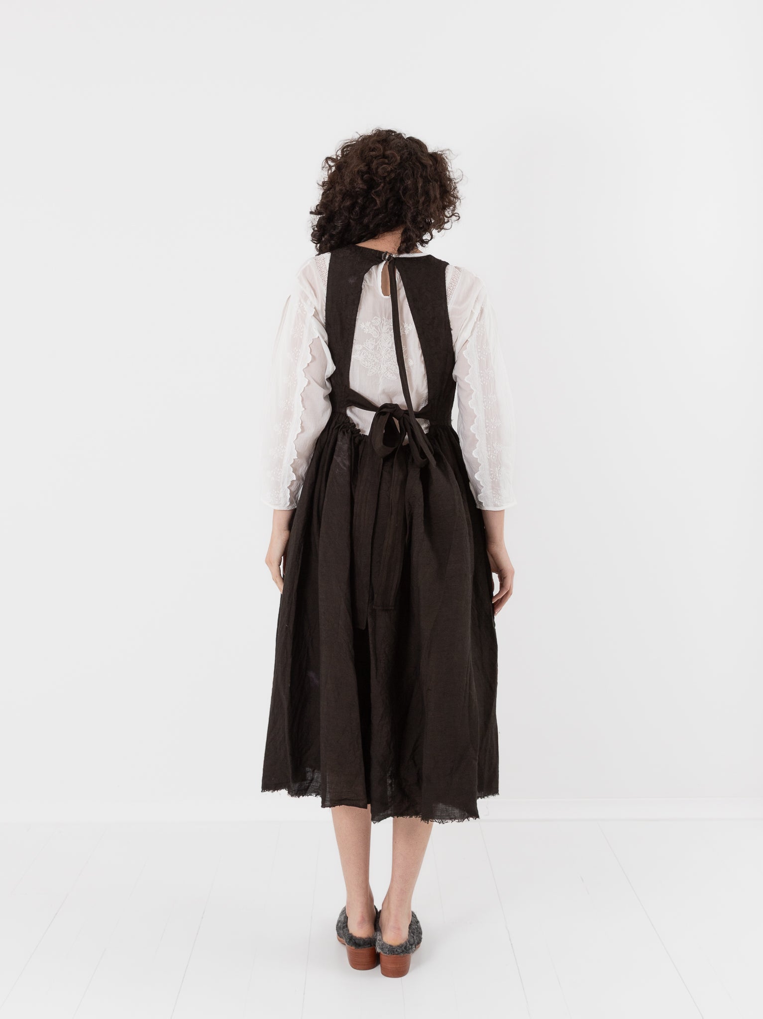 GASA Plant Embroidered Dress in Brown Black - GASA at Worthwhile - shop DRESS