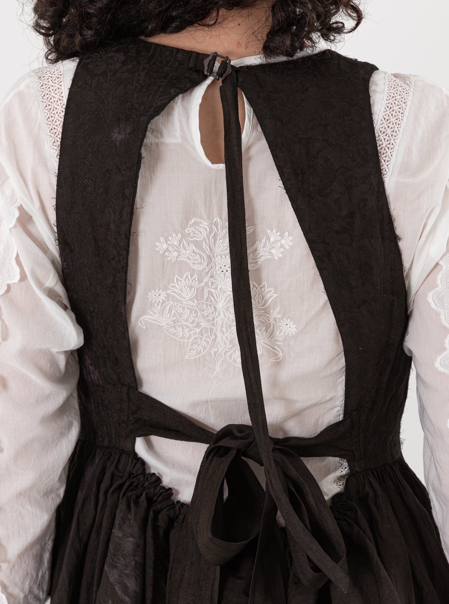 GASA Plant Embroidered Dress in Brown Black - GASA at Worthwhile - shop DRESS