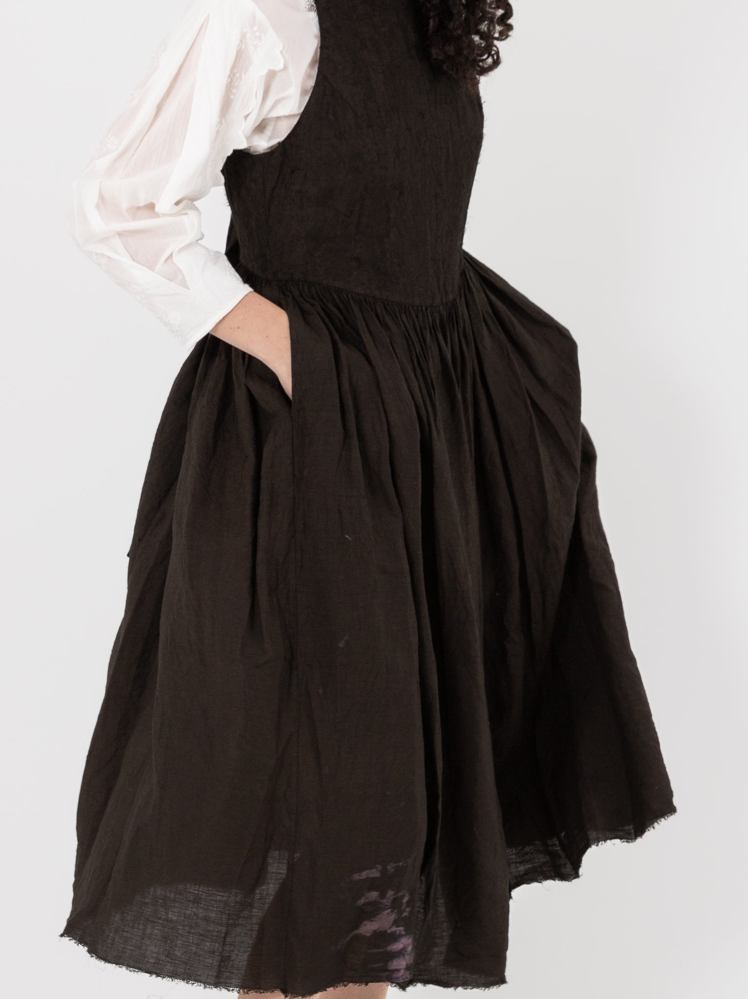GASA Plant Embroidered Dress in Brown Black - GASA at Worthwhile - shop DRESS