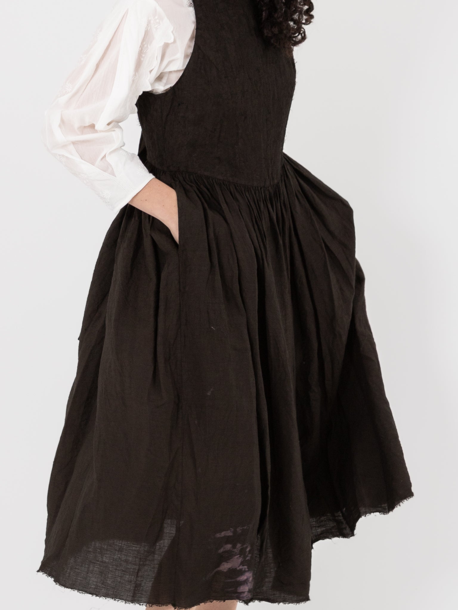 GASA Plant Embroidered Dress in Brown Black - GASA at Worthwhile - shop DRESS