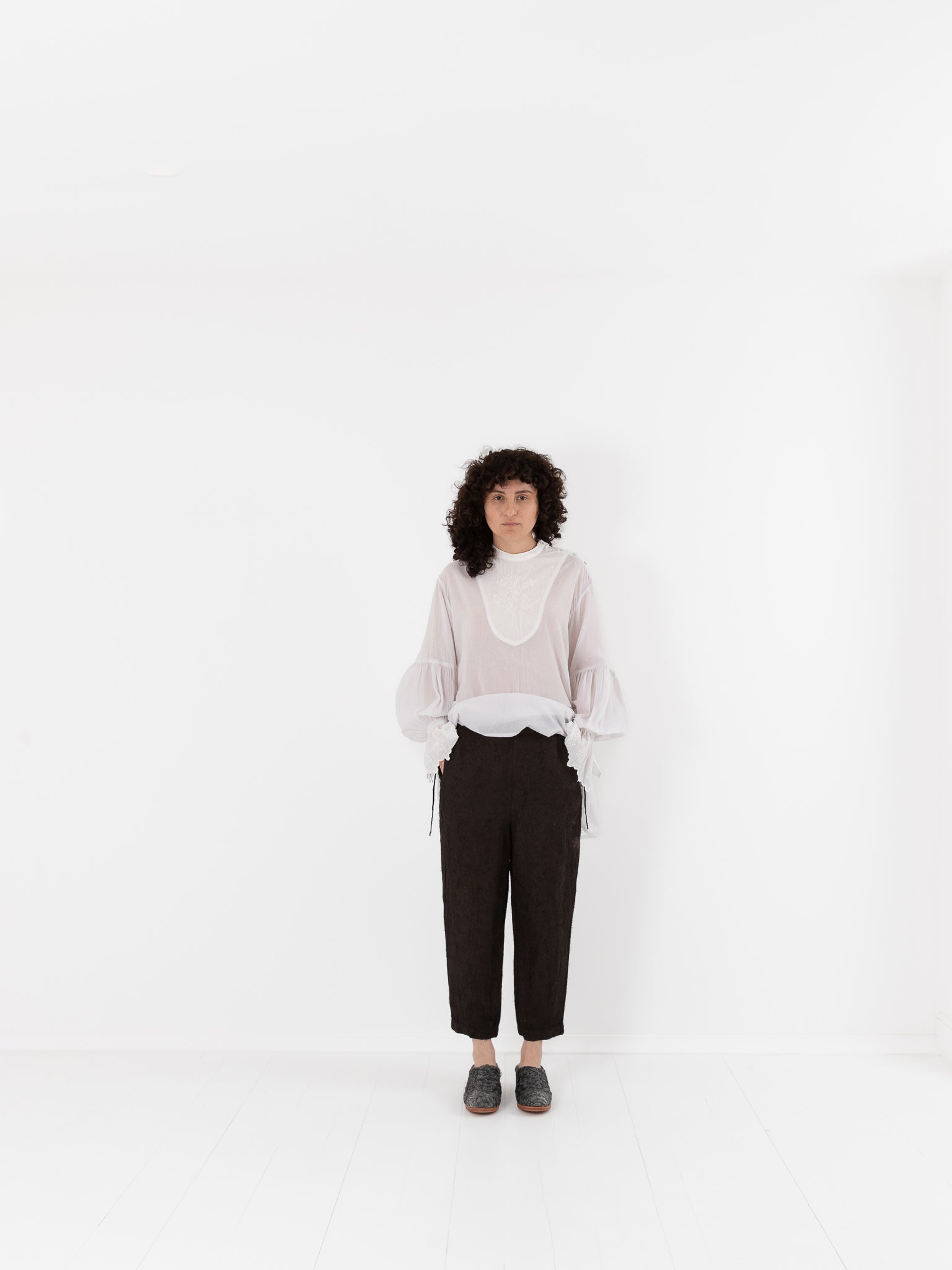 GASA Plant Printed Slim Pants in Brown Black - GASA at Worthwhile - shop PANT