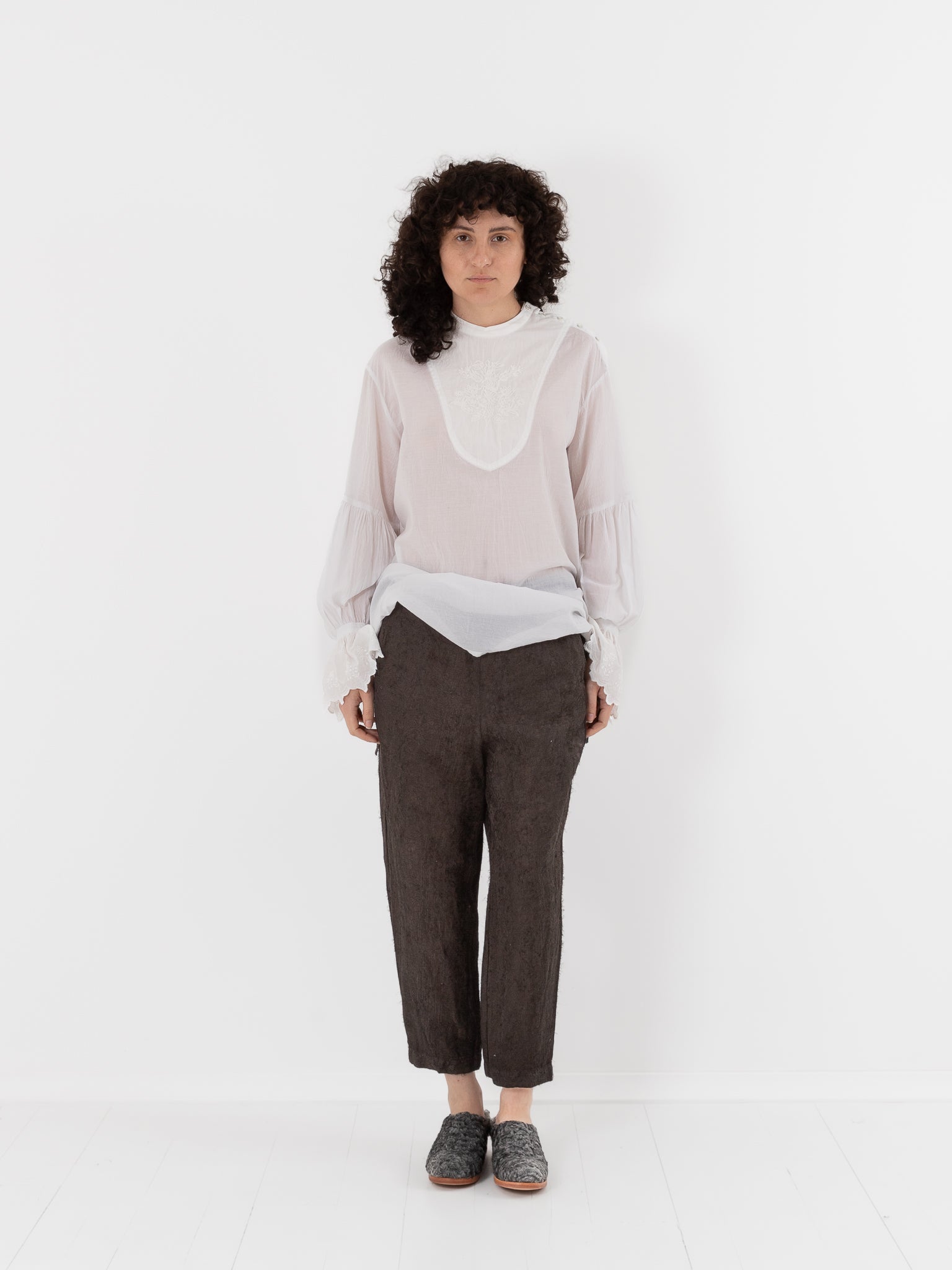 GASA Plant Printed Slim Pants in Brown Black - GASA at Worthwhile - shop PANT