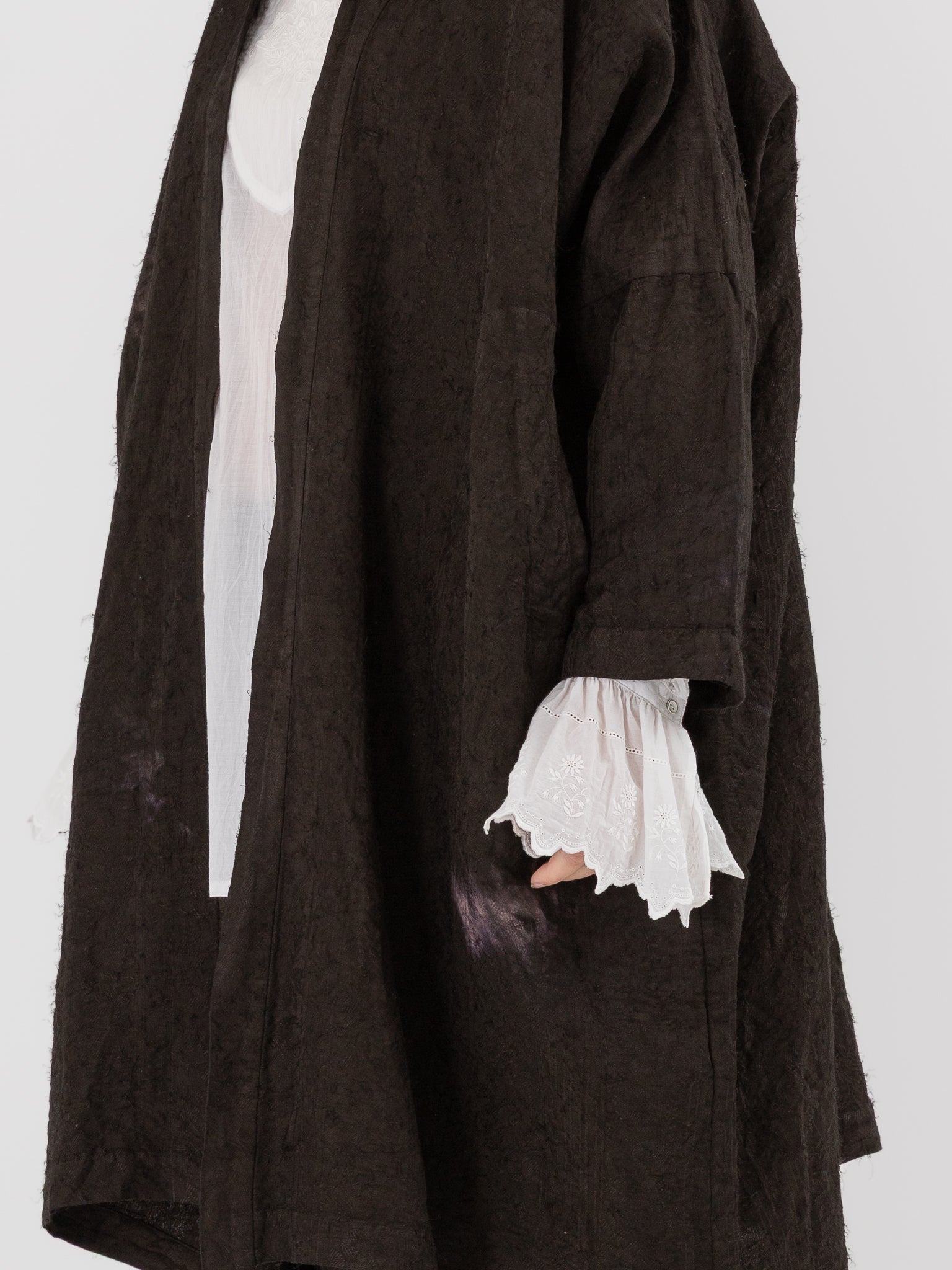 GASA Plant Embroidered Haori Jacket in Brown Black - GASA at Worthwhile - shop JACKET