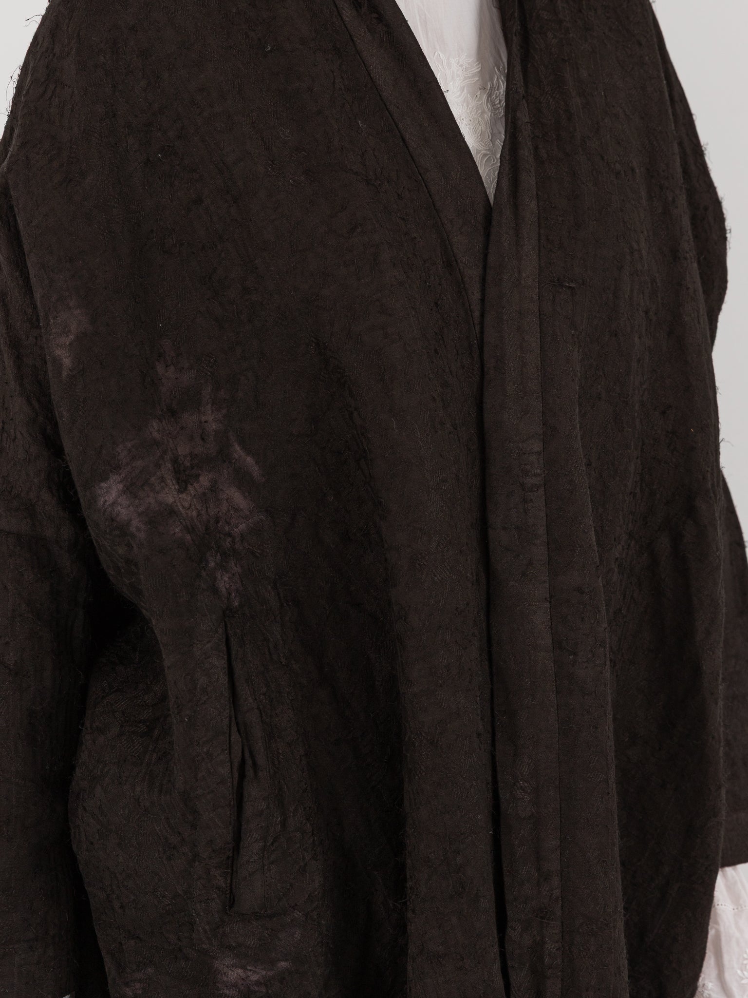 GASA Plant Embroidered Haori Jacket in Brown Black - GASA at Worthwhile - shop JACKET