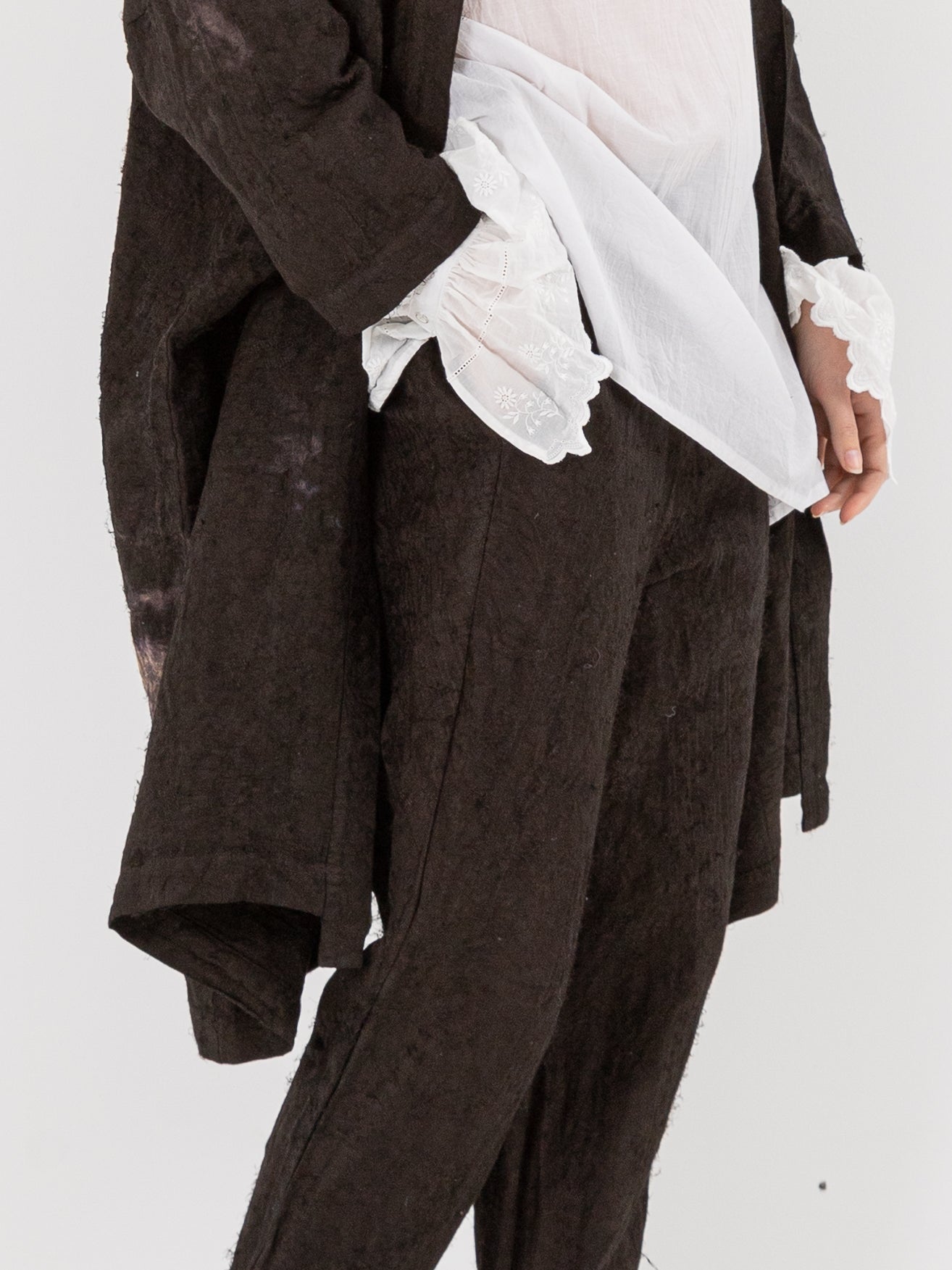 GASA Plant Printed Slim Pants in Brown Black - GASA at Worthwhile - shop PANT