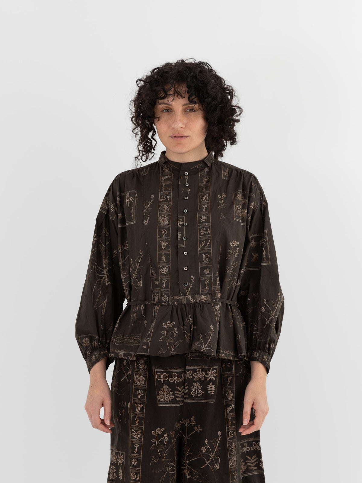 GASA Blouse in Dark Brown x Beige - GASA at Worthwhile - shop TOP