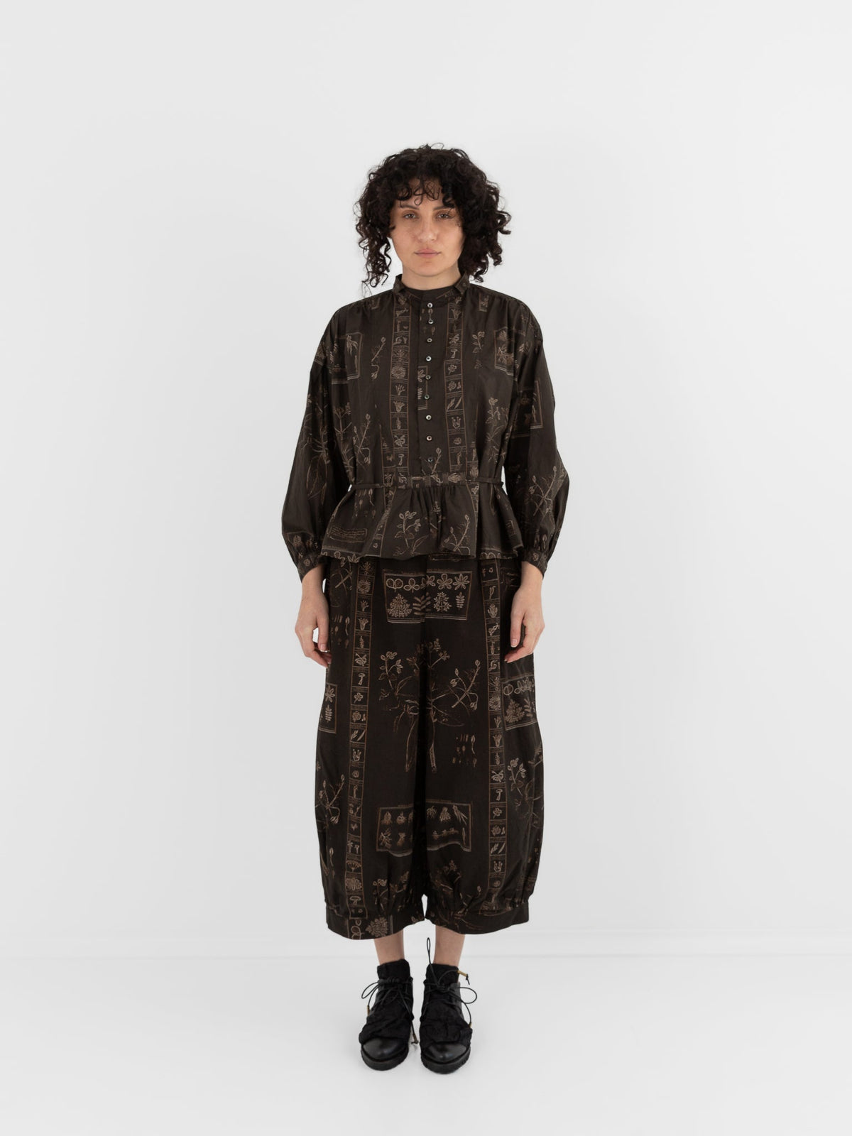 GASA Blouse in Dark Brown x Beige - GASA at Worthwhile - shop TOP