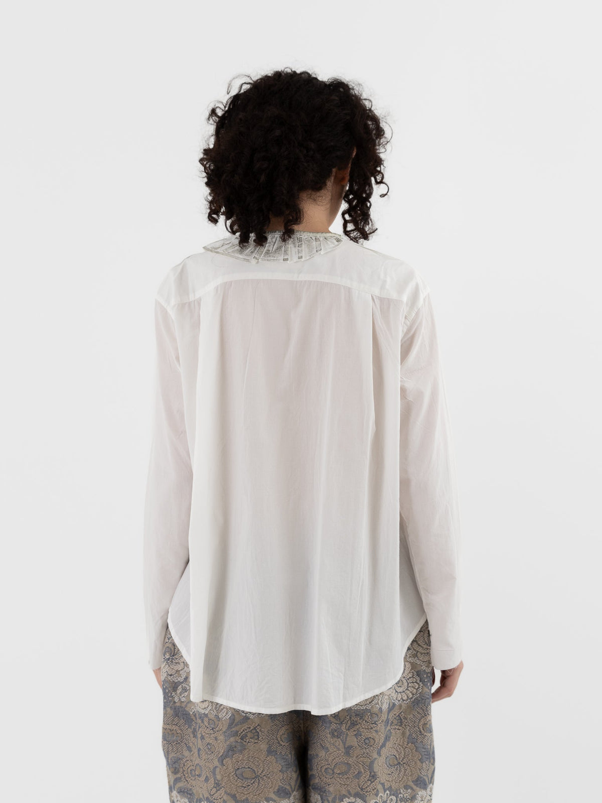 GASA Frill Shirt in White x Platinum - GASA at Worthwhile - shop TOP