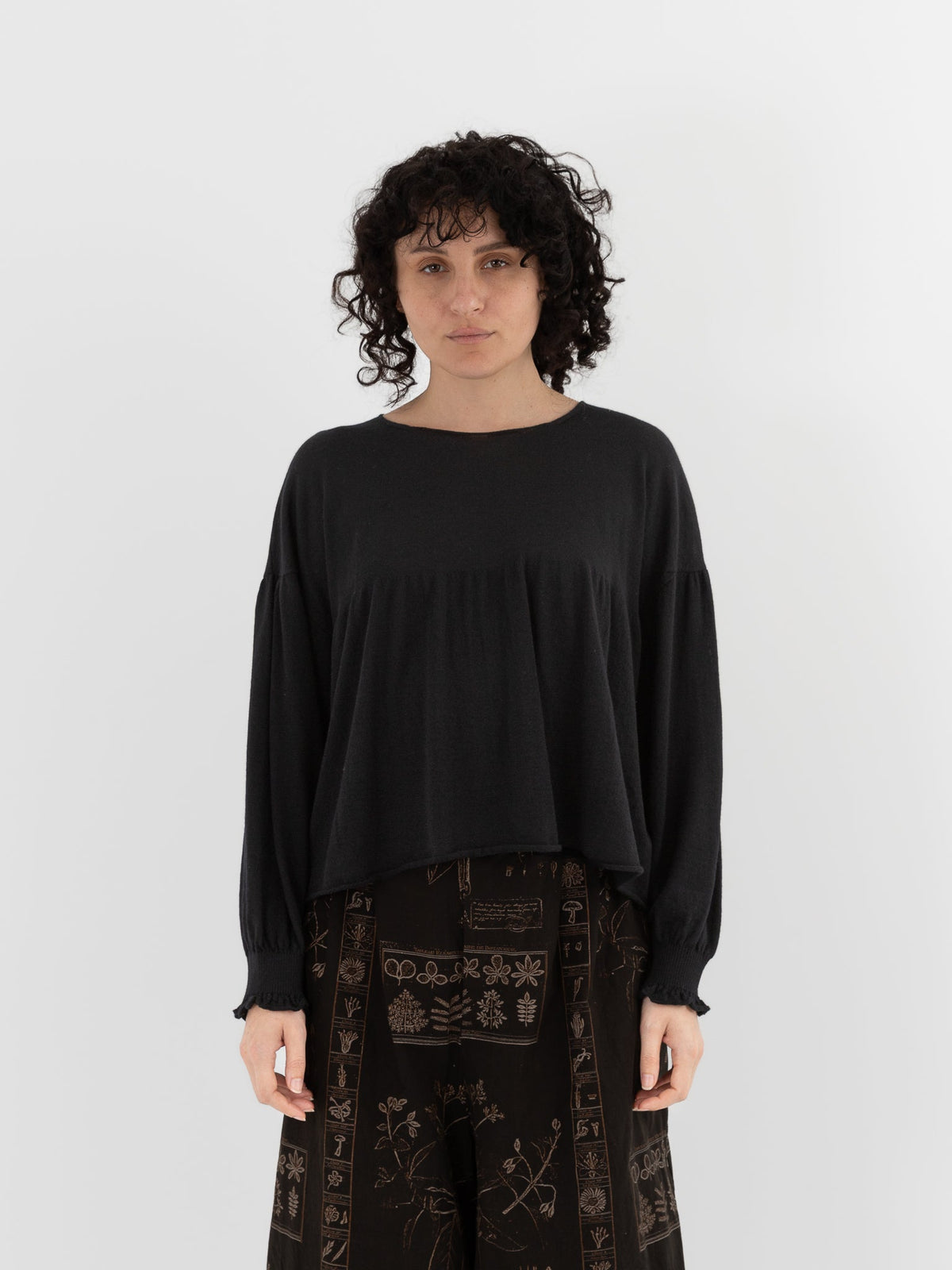 GASA Gathered Sleeve Sweater in Black - GASA at Worthwhile - shop TOP