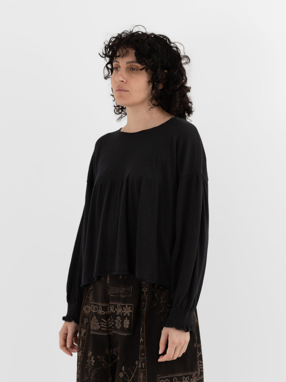 GASA Gathered Sleeve Sweater in Black - GASA at Worthwhile - shop TOP