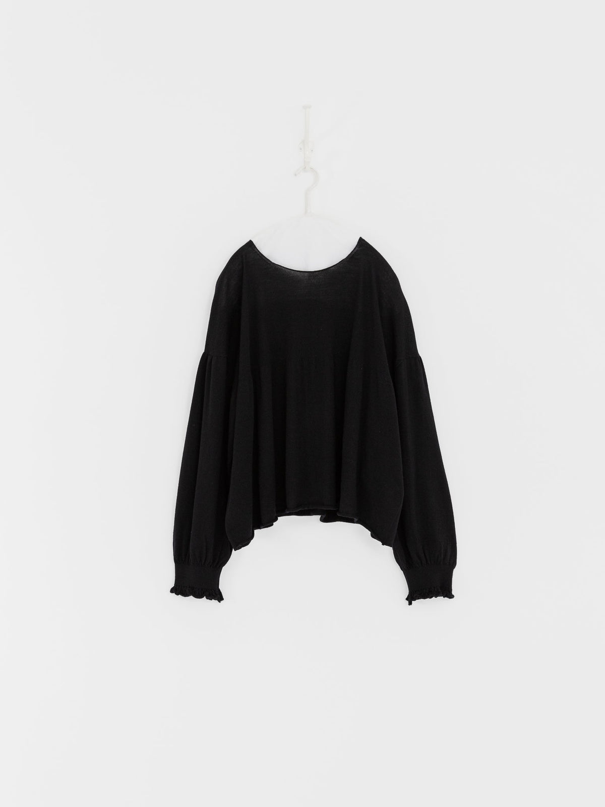 GASA Gathered Sleeve Sweater in Black - GASA at Worthwhile - shop TOP