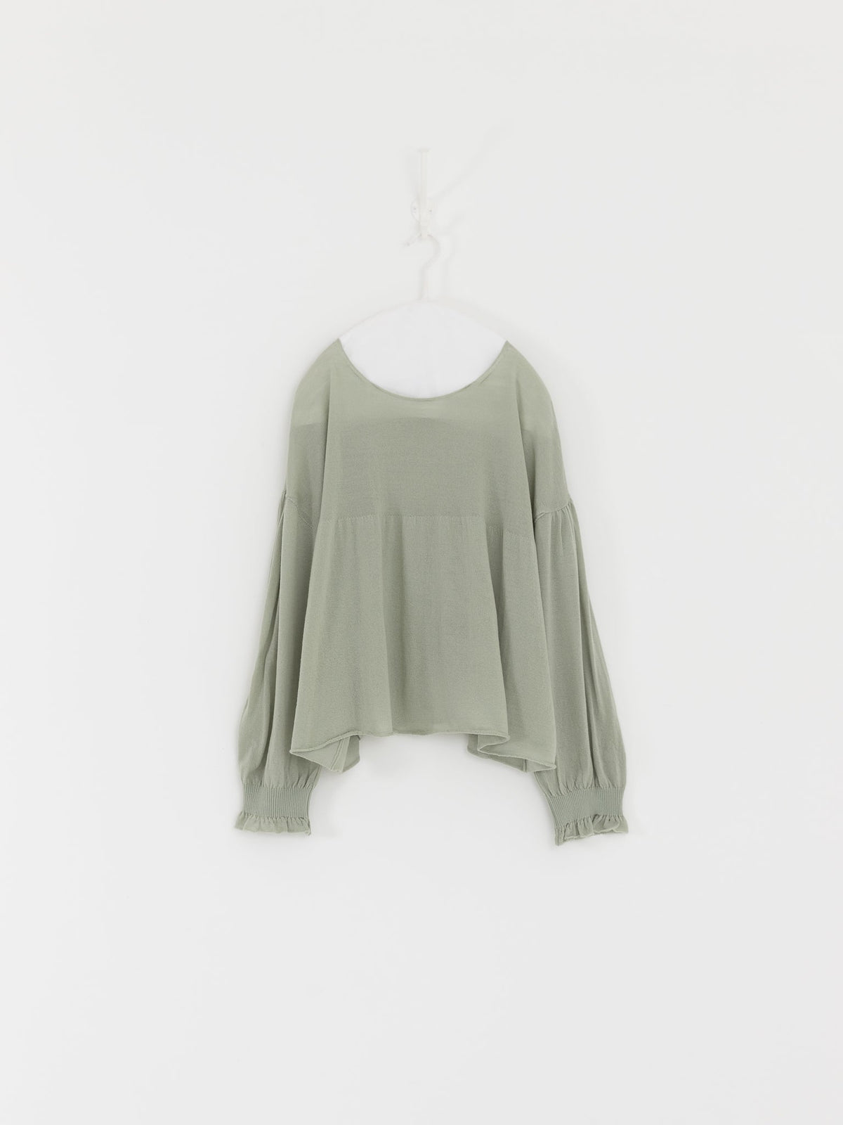 GASA Gathered Sleeve Sweater in Pale Green - GASA at Worthwhile - shop TOP
