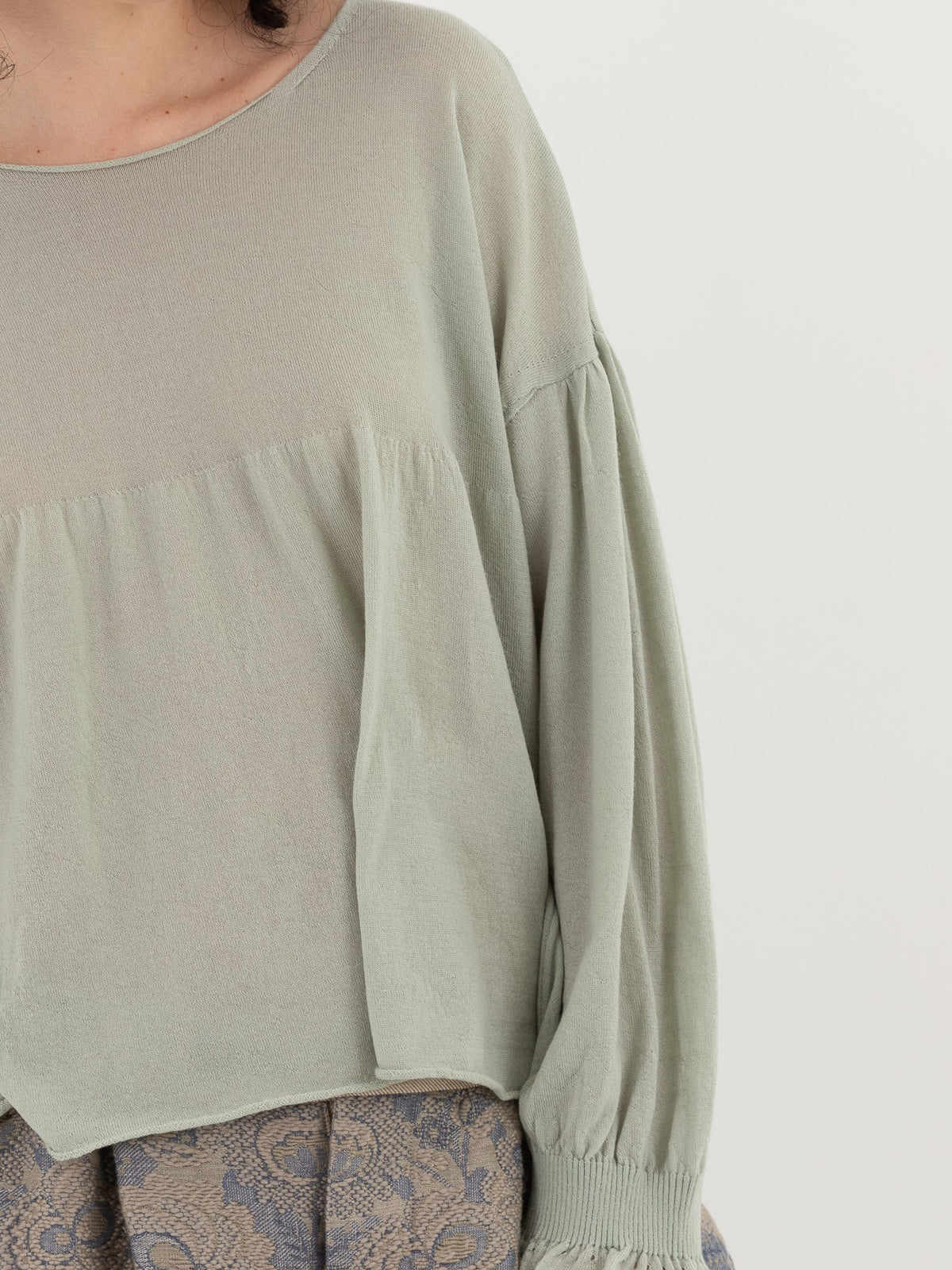 GASA Gathered Sleeve Sweater in Pale Green - GASA at Worthwhile - shop TOP