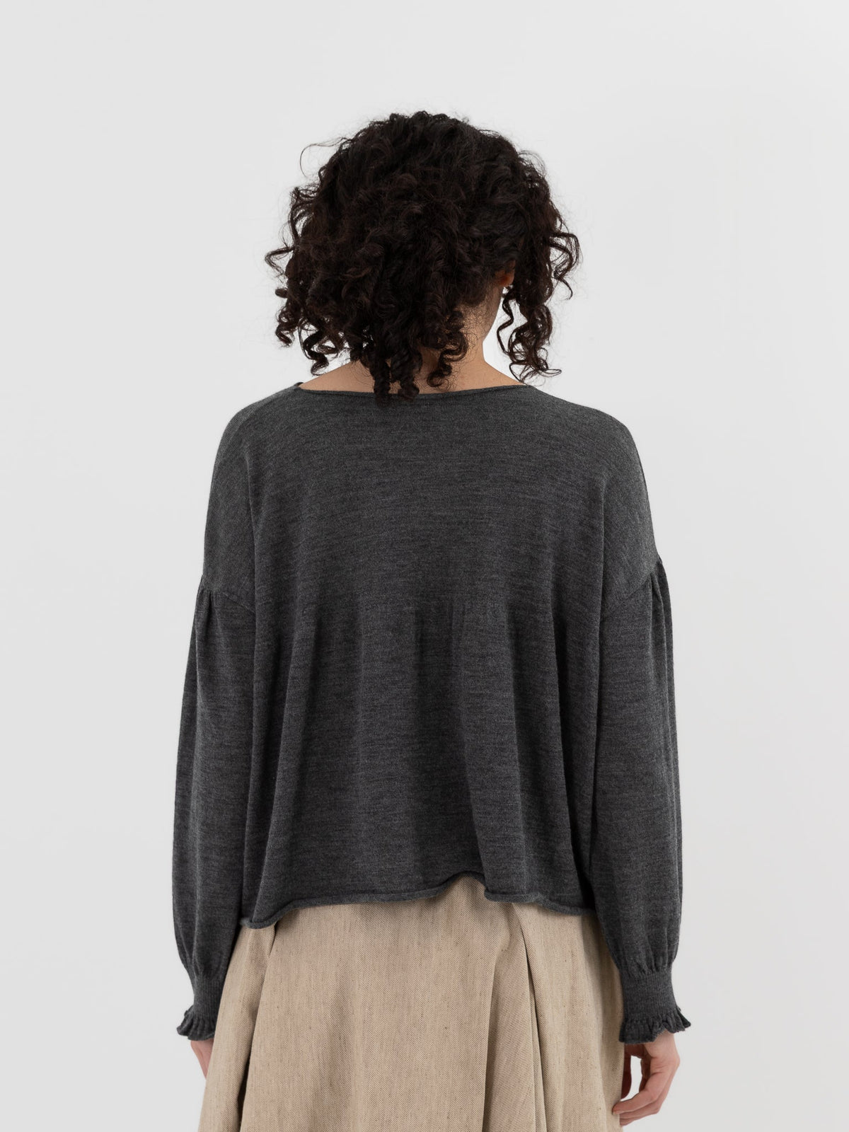 GASA Gathered Sleeve Sweater in Top Gray - GASA at Worthwhile - shop TOP