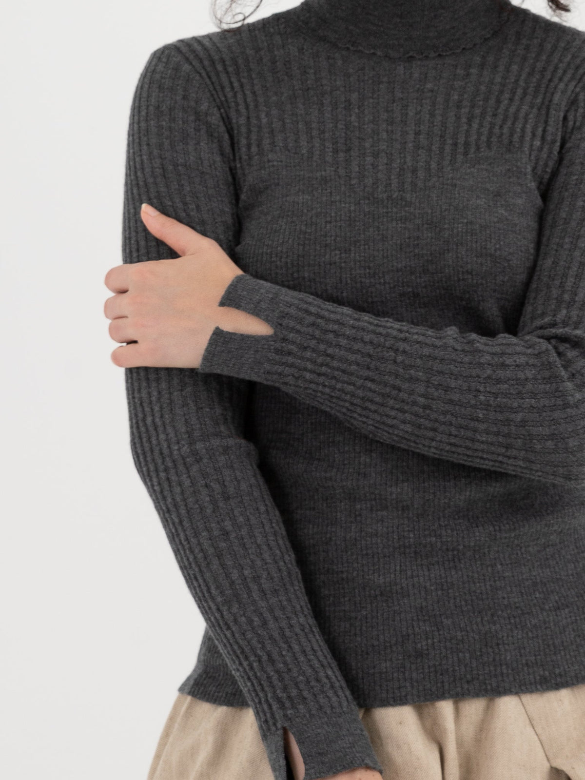 GASA Knit Turtleneck Sweater in Top Gray - GASA at Worthwhile - shop TOP